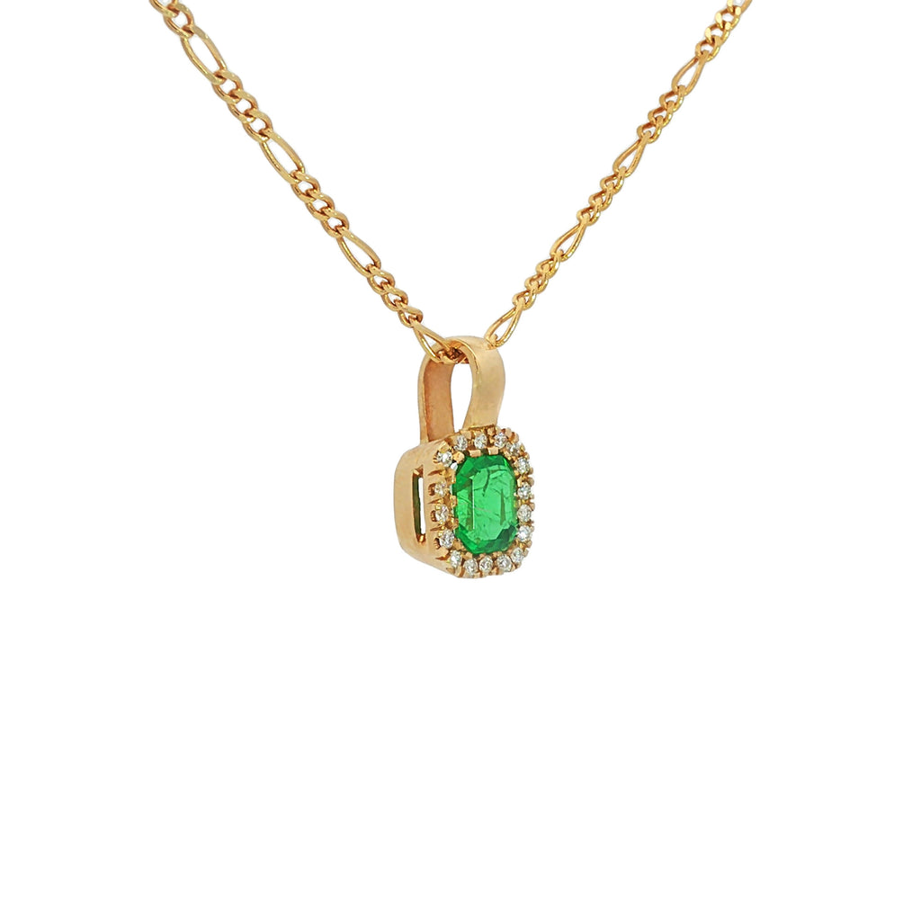 DIJE ESMERALDA CUADRADA Y DIAMANTES