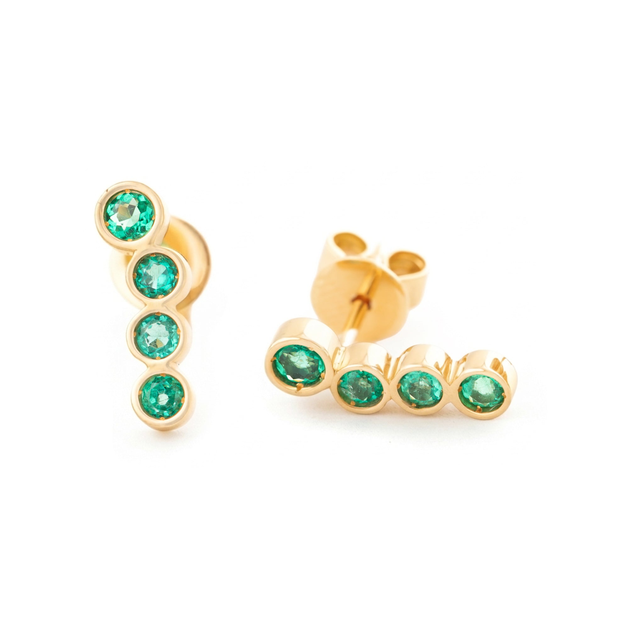 ARETES LARGO ONDA CON ESMERALDAS