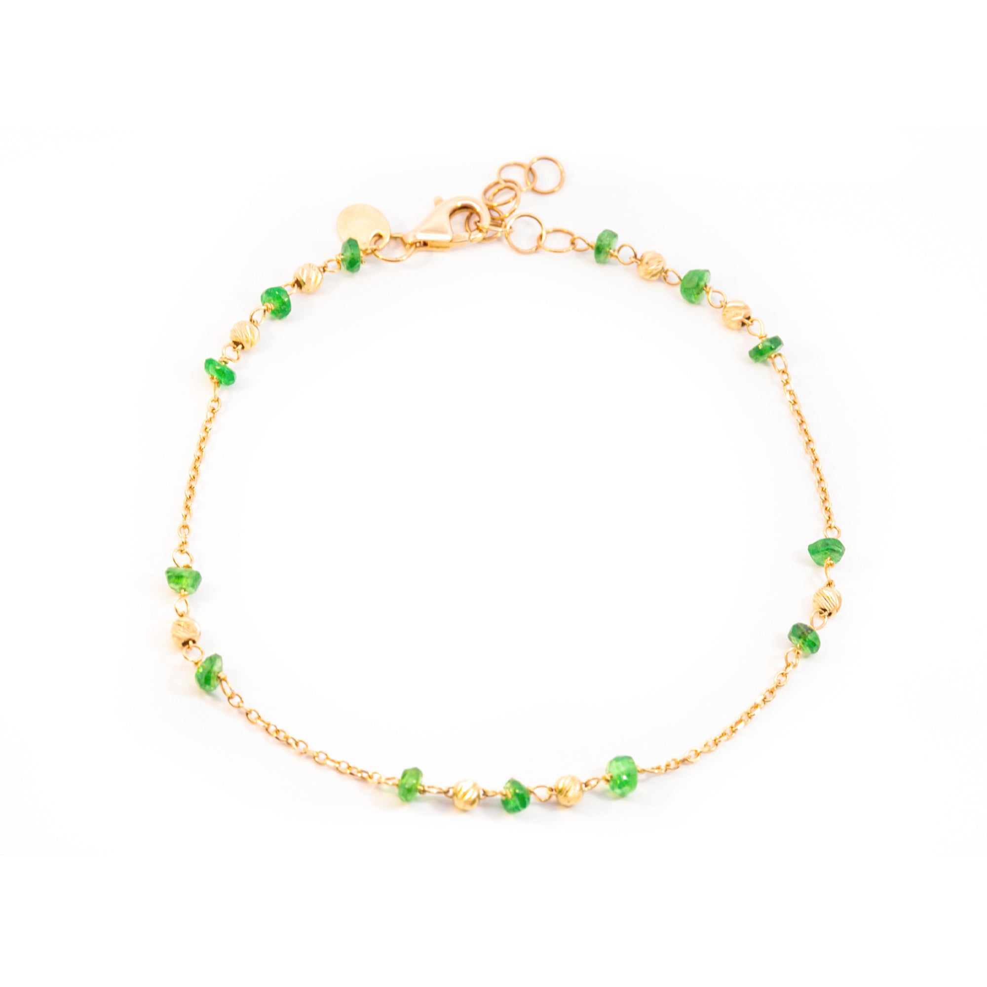 PULSERA ORO AMARILLO BOLITAS ESMERALDA