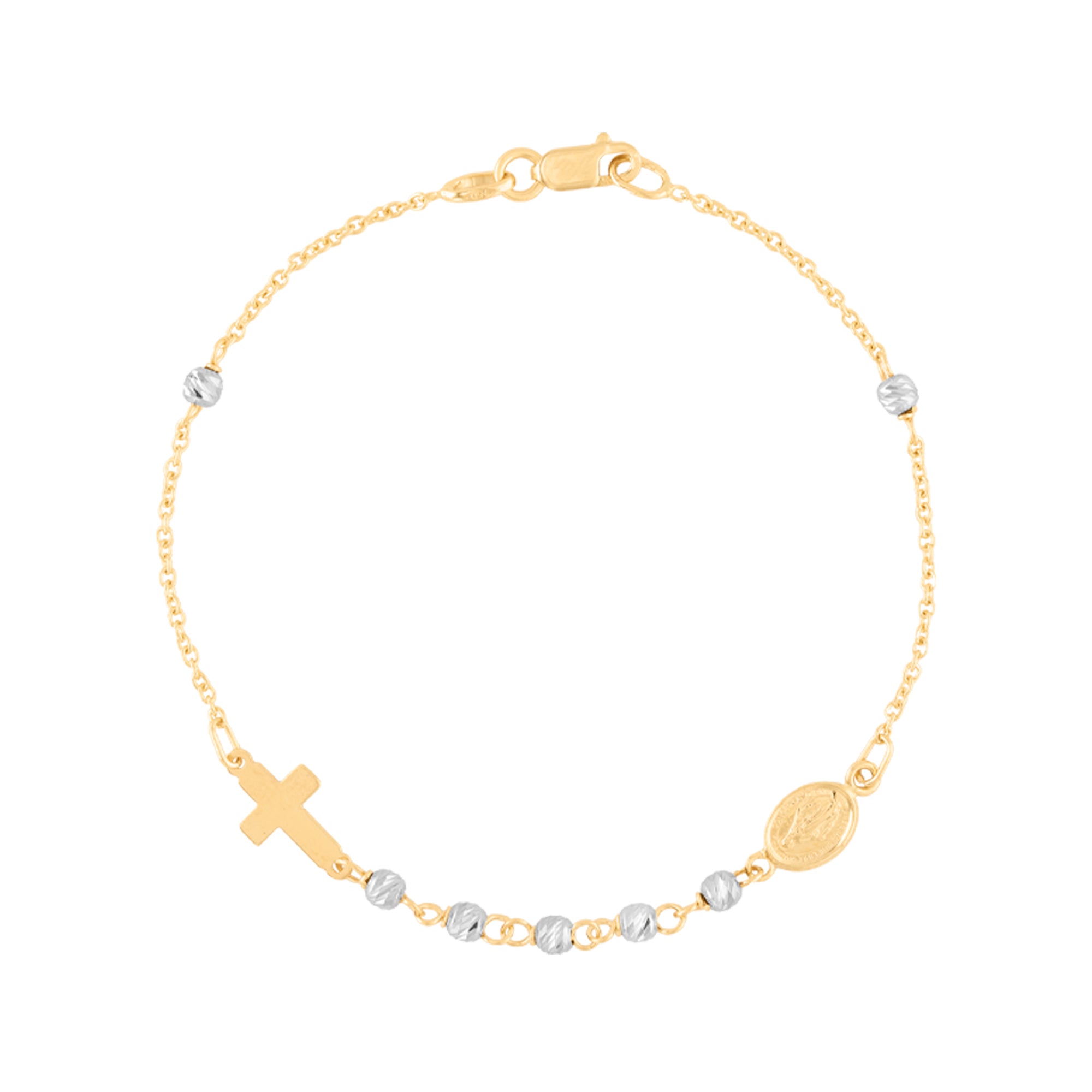 PULSERA CRUZ Y MEDALLA VIRGEN MILAGROSA