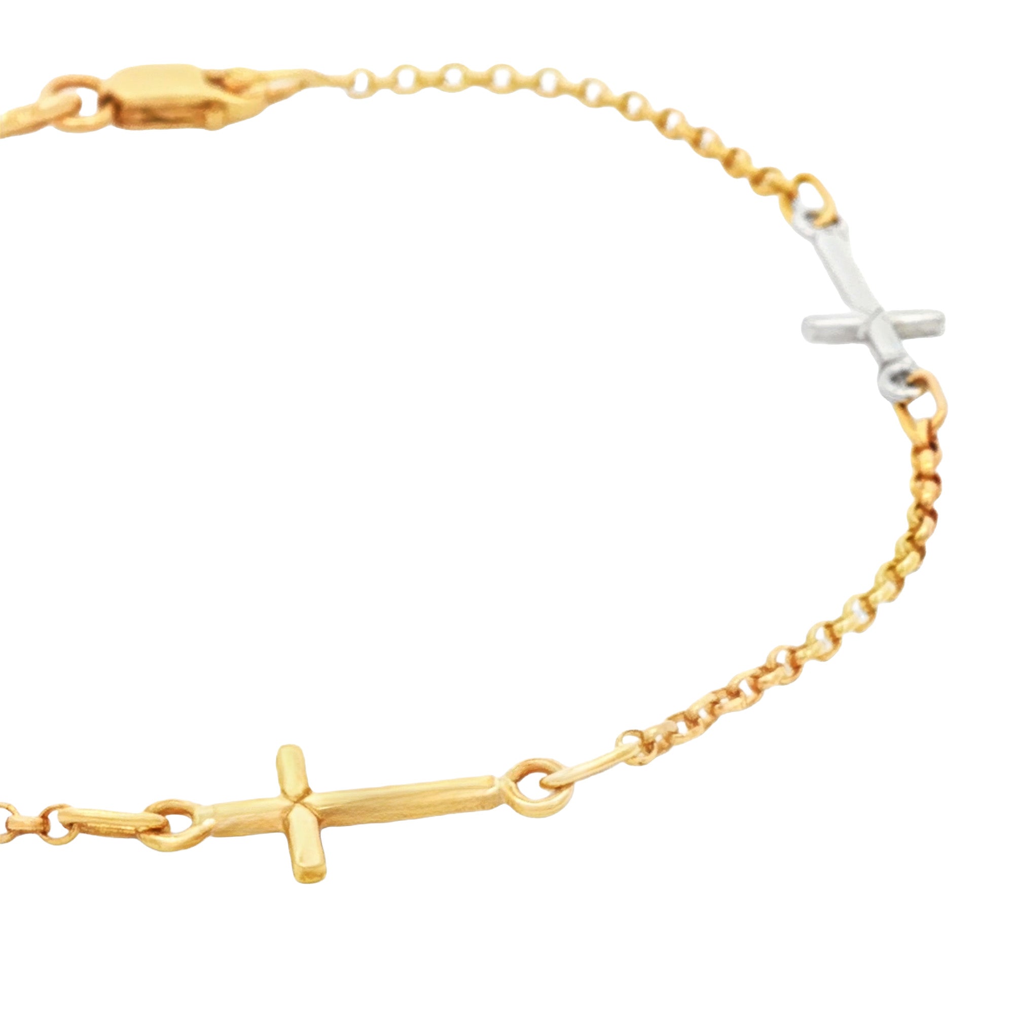 PULSERA CRUCES TEJIDO ROLLO