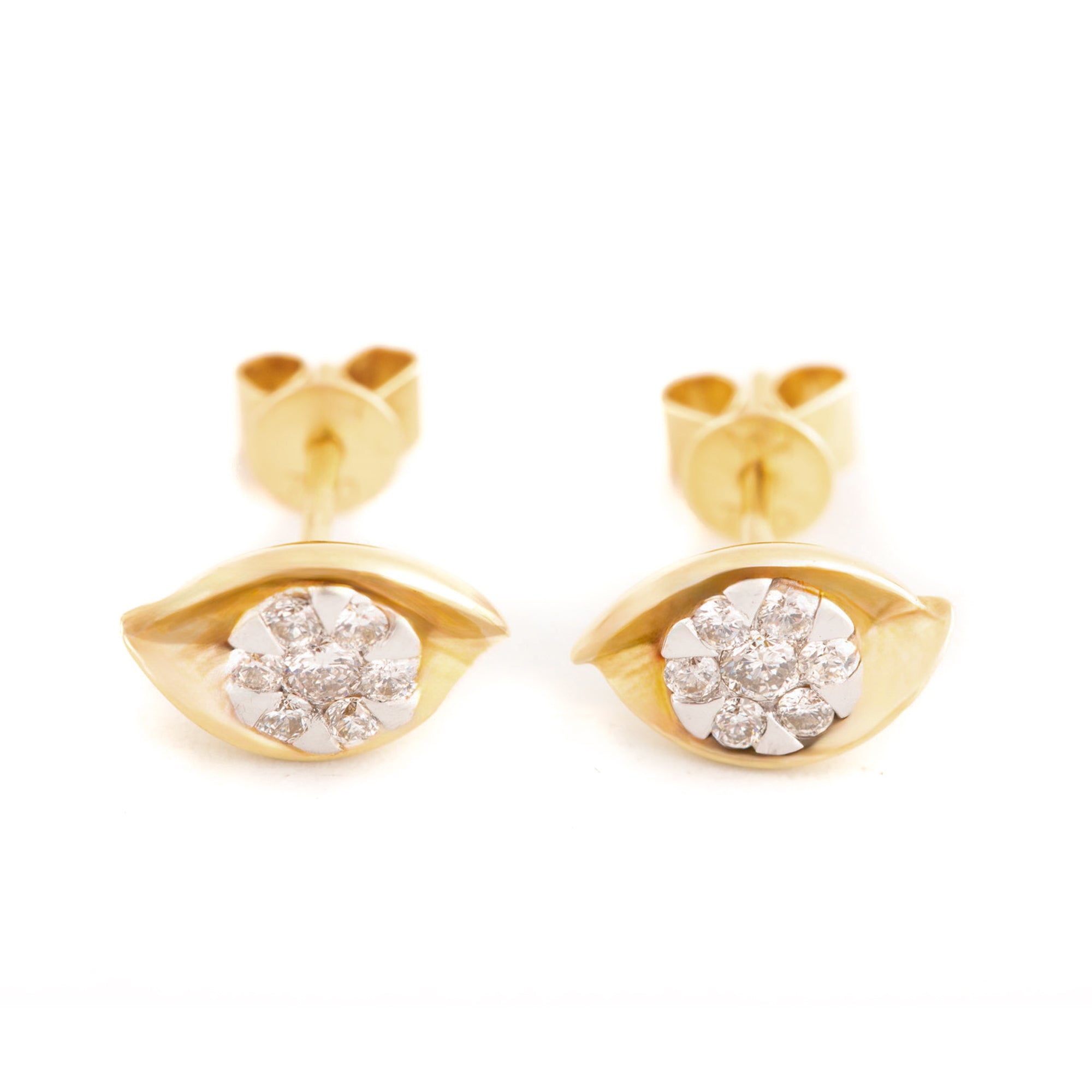 ARETES HOJA Y FLOR CON DIAMANTES