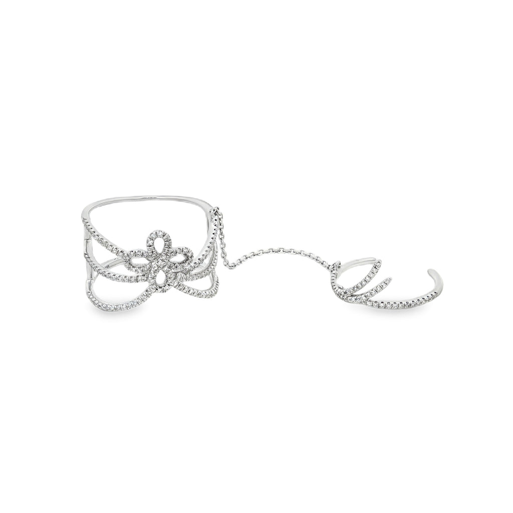 ANILLO FLOR DIAMANTES Y CADENA