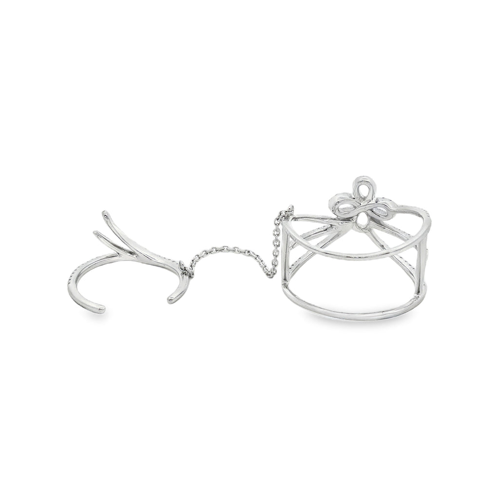 ANILLO FLOR DIAMANTES Y CADENA