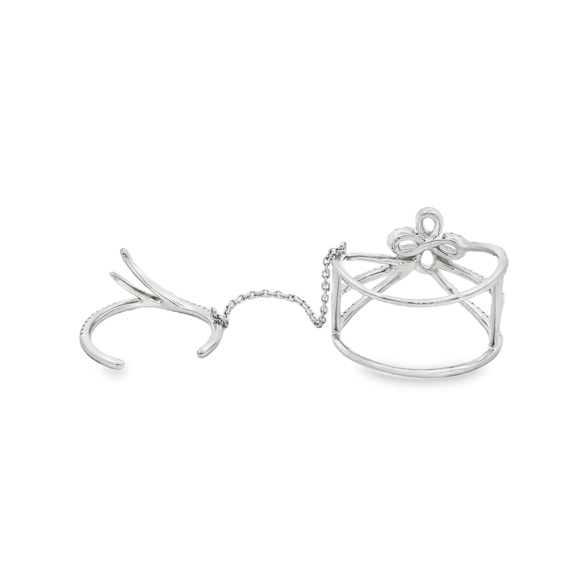 ANILLO FLOR DIAMANTES Y CADENA
