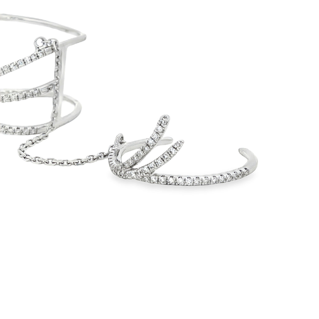 ANILLO FLOR DIAMANTES Y CADENA