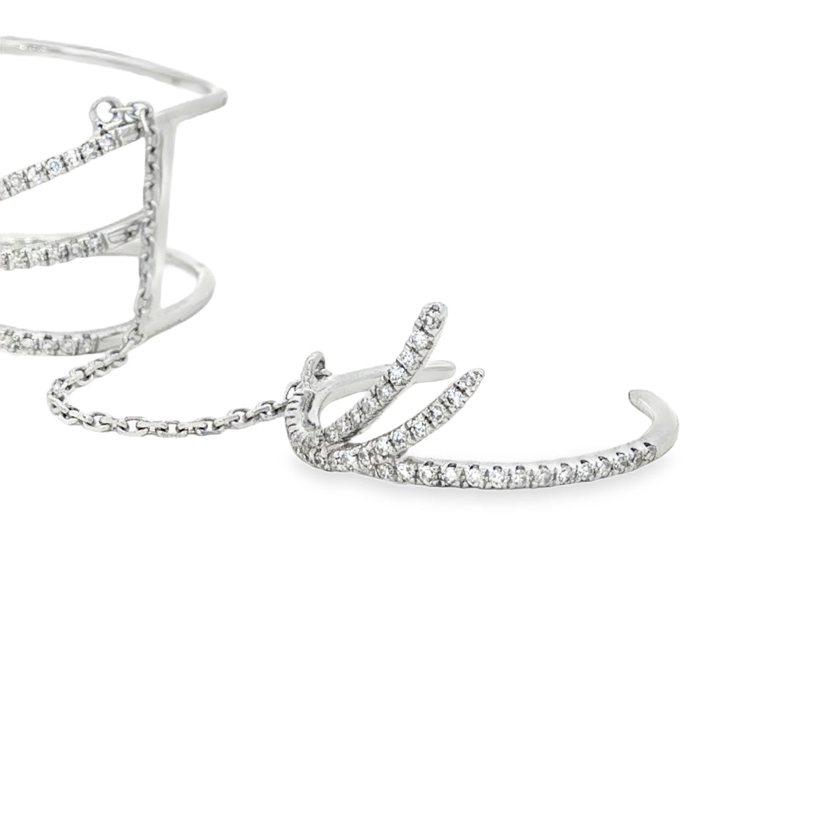 ANILLO FLOR DIAMANTES Y CADENA