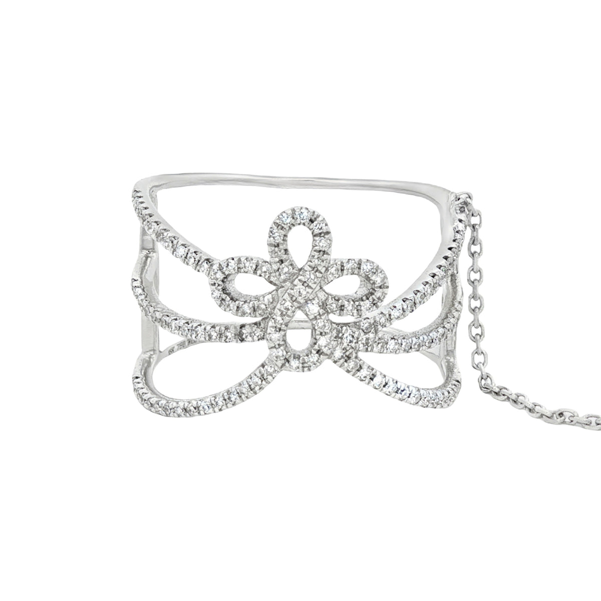 ANILLO FLOR DIAMANTES Y CADENA