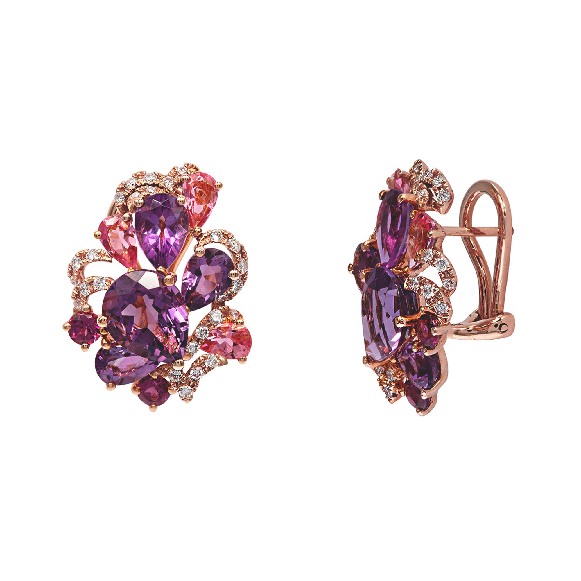 ARETES FLOR CON AMATISTAS