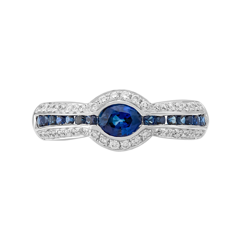 ANILLO CON ZAFIRO Y DIAMANTES