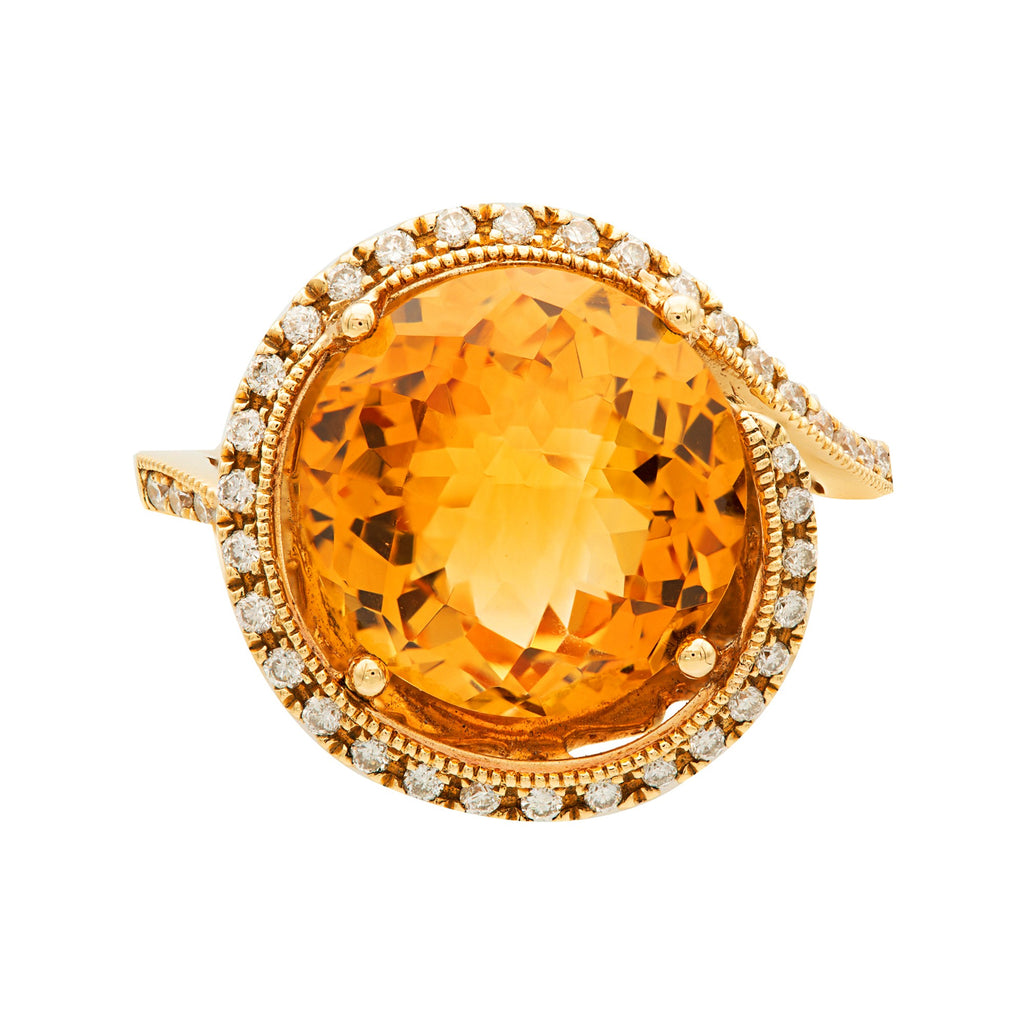 ANILLO CON CITRINO Y DIAMANTES