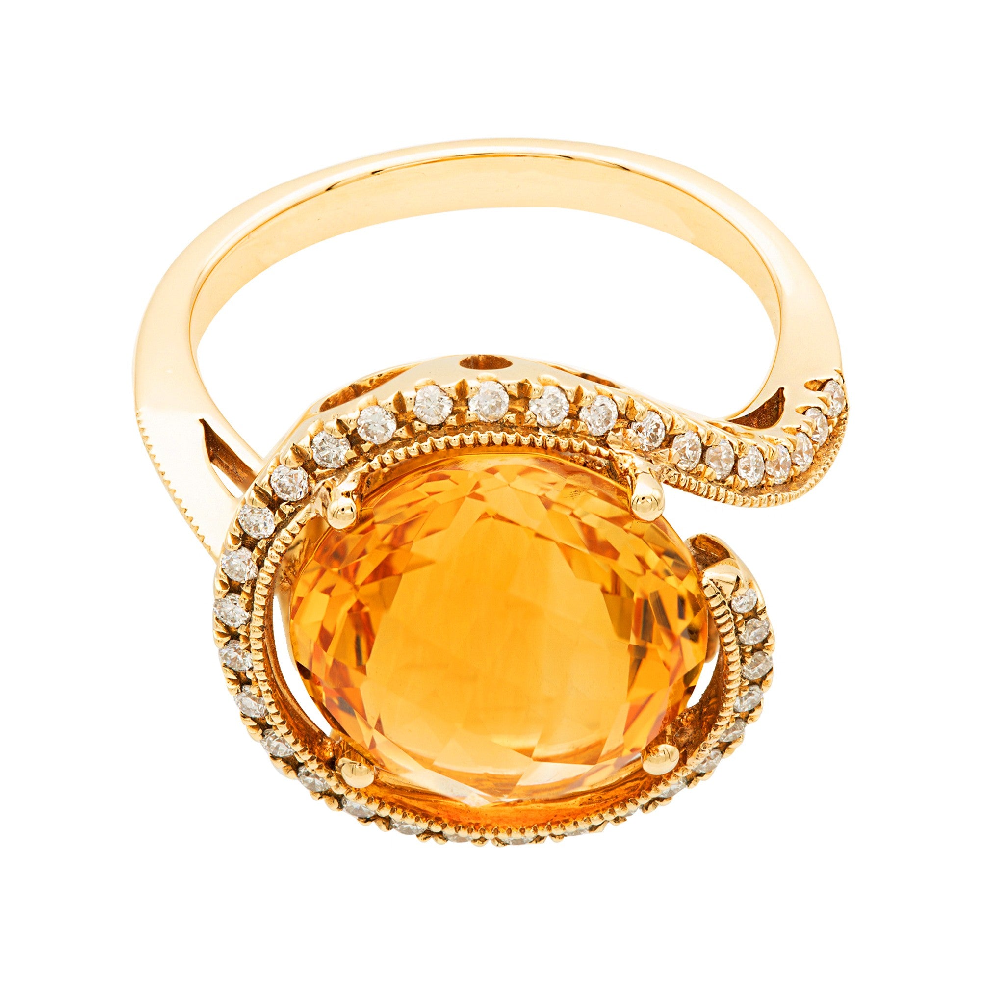 ANILLO CON CITRINO Y DIAMANTES