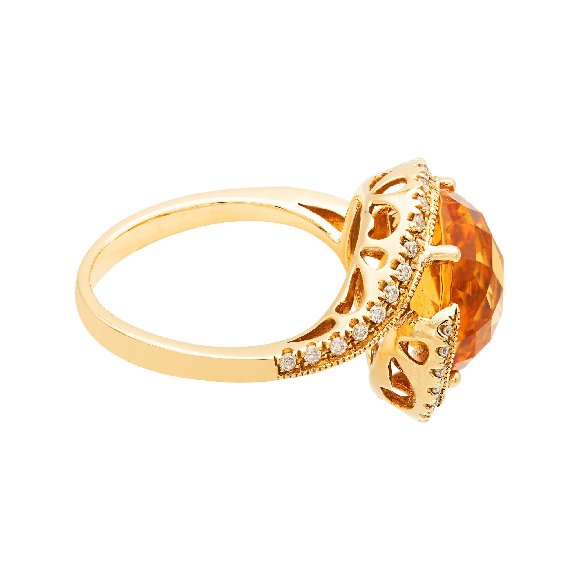 ANILLO CON CITRINO Y DIAMANTES