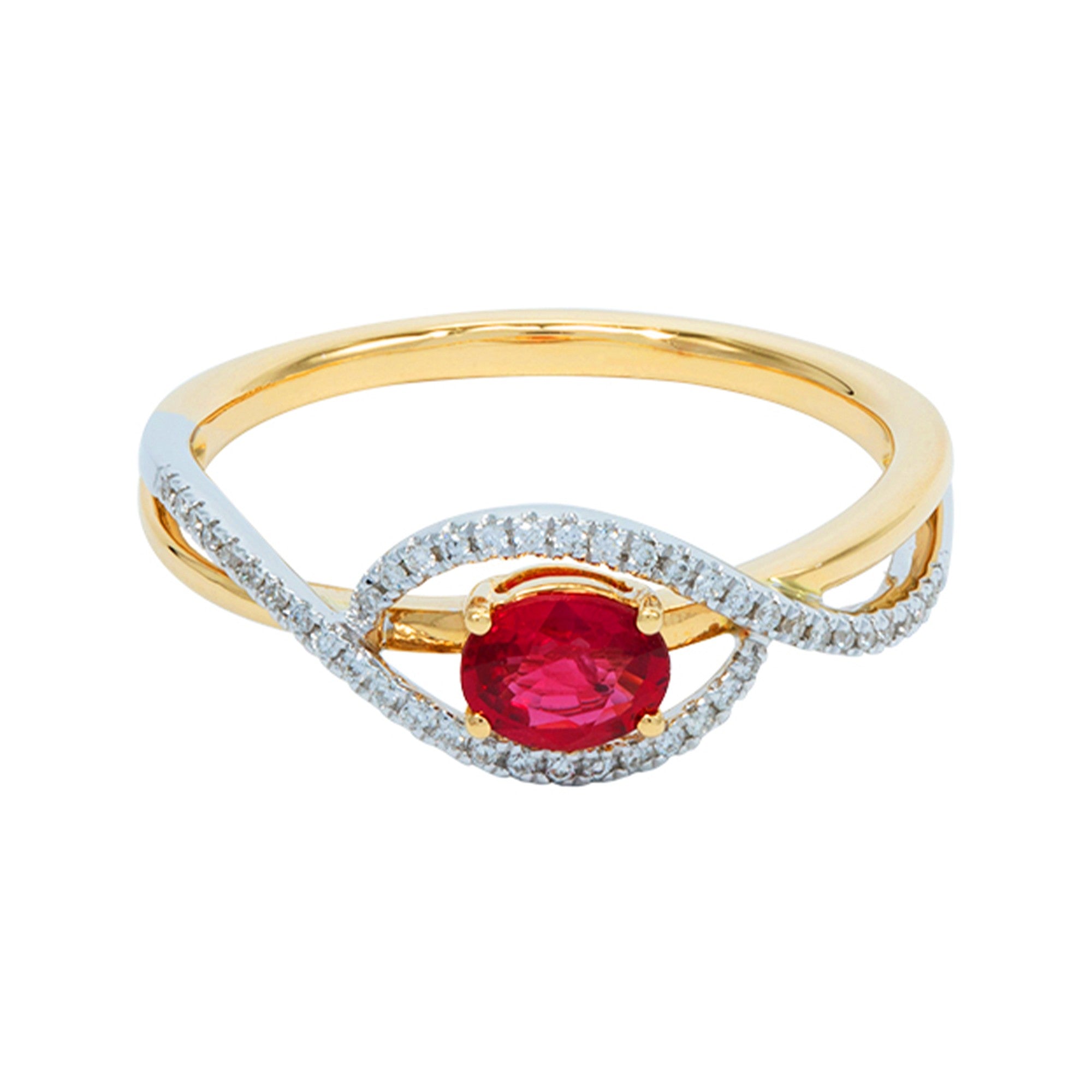 ANILLO CON RUBÍ Y DIAMANTES