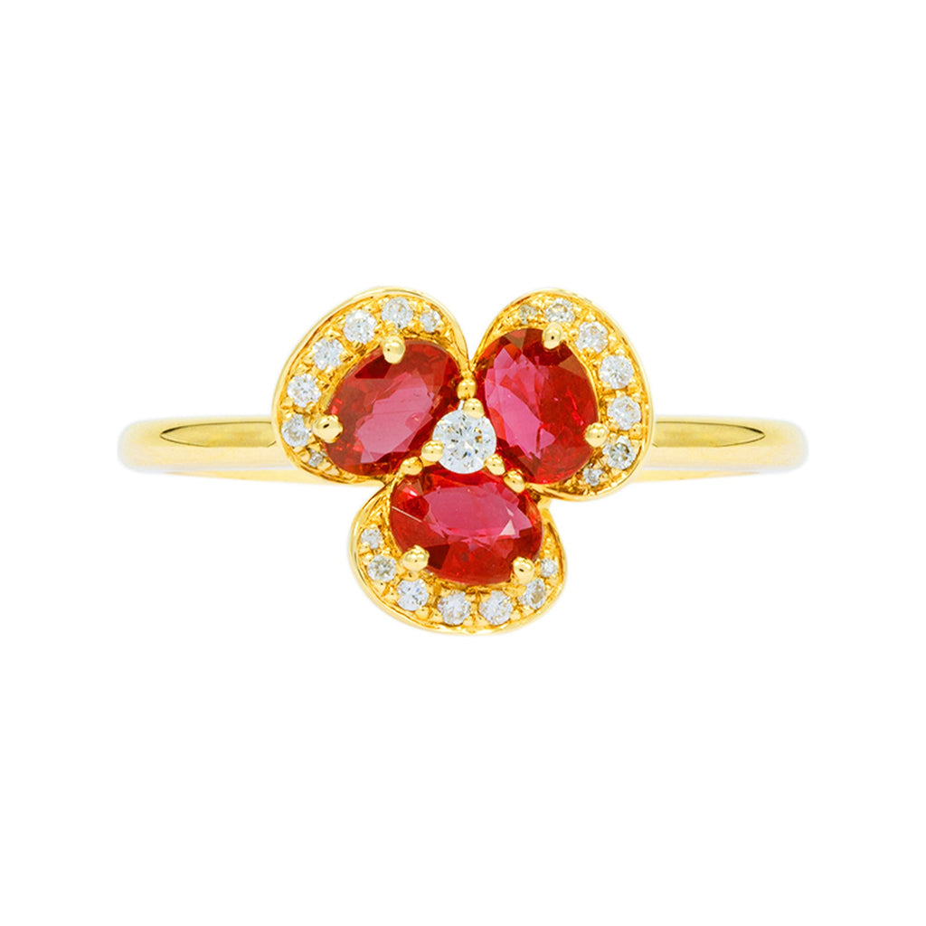 ANILLO CON RUBÍ Y DIAMANTES