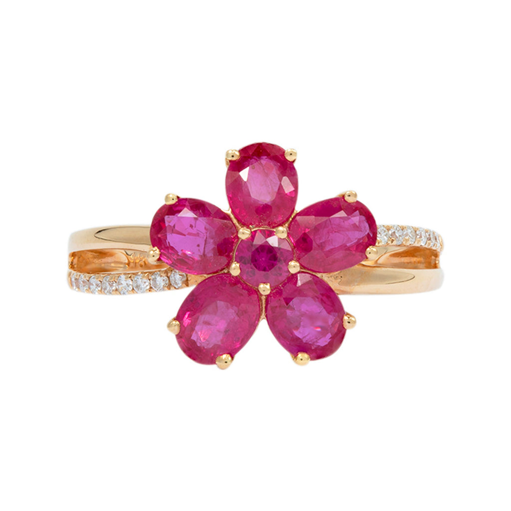 ANILLO CON RUBÍ Y DIAMANTES