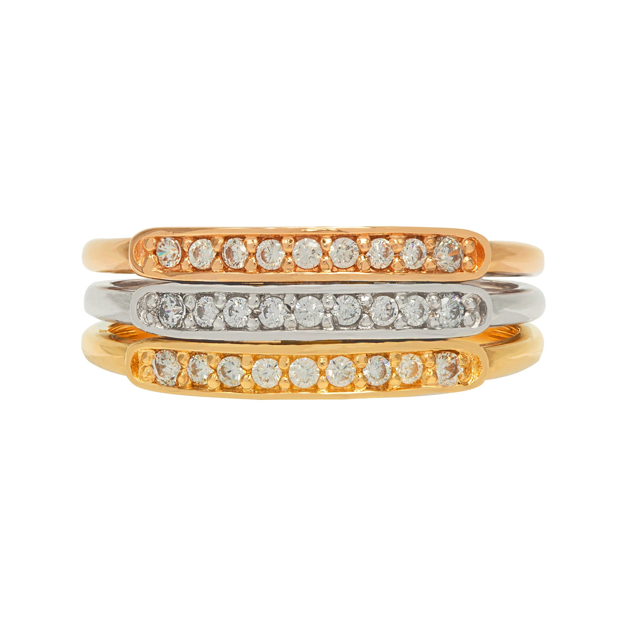 TRIO EN 3 OROS CON ZIRCONES