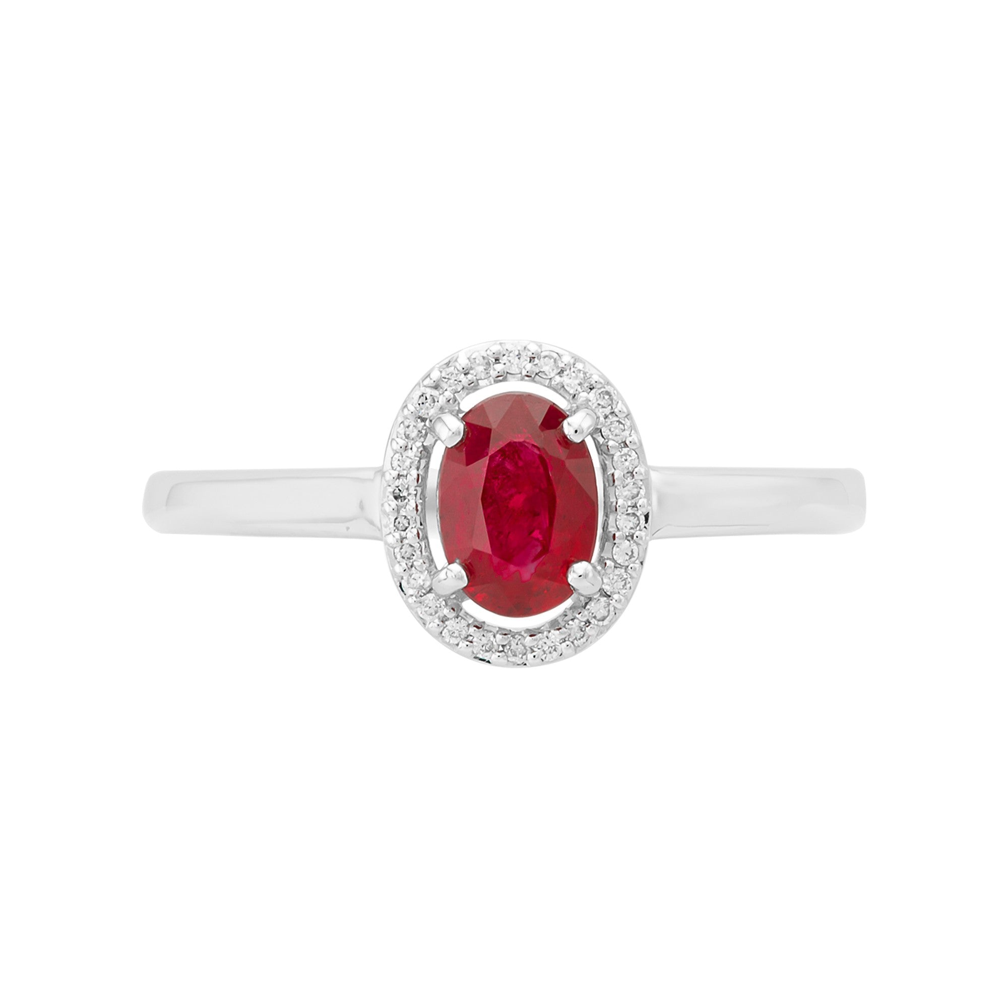 ANILLO DE COMPROMISO HALO CON RUBÍ Y DIAMANTES