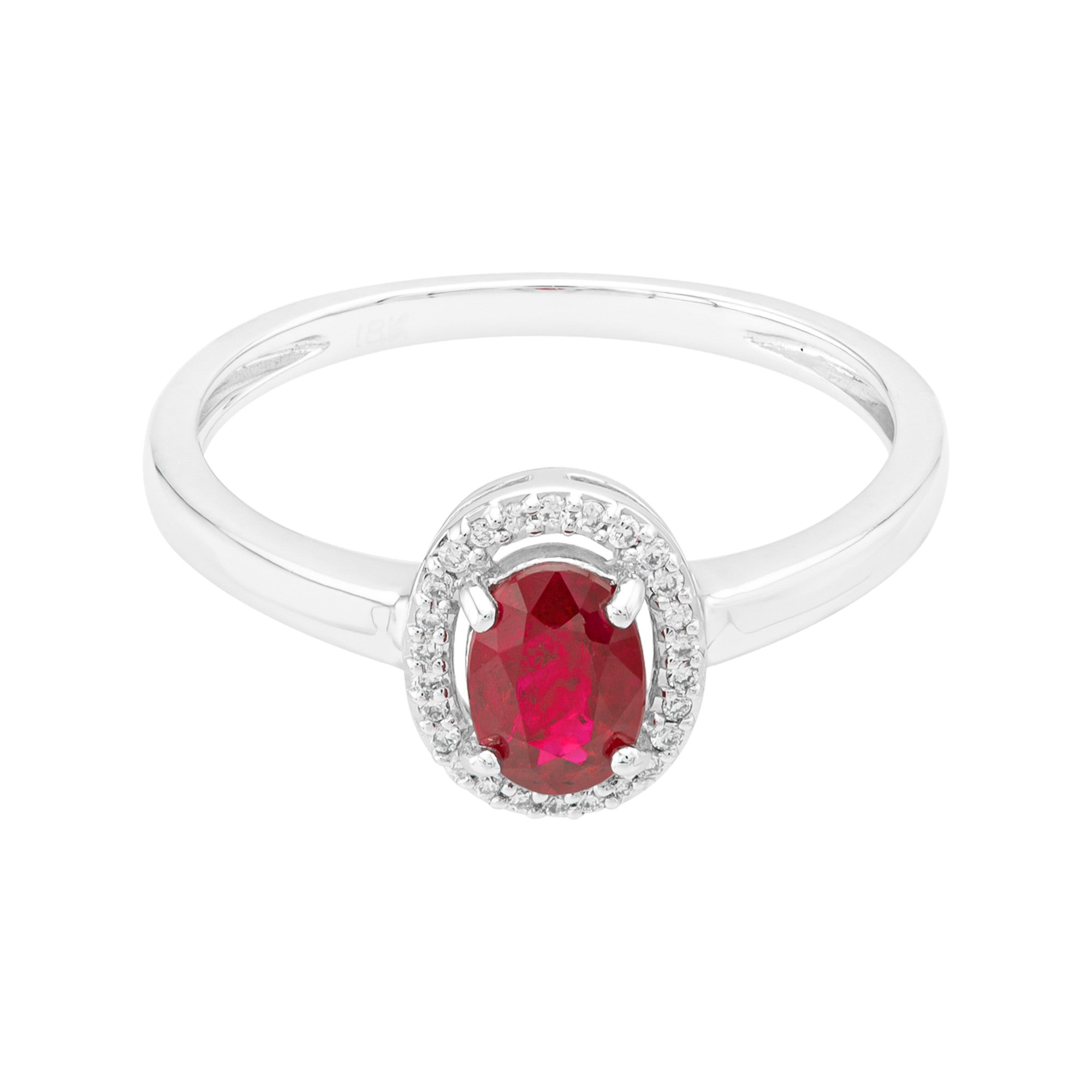 ANILLO DE COMPROMISO HALO CON RUBÍ Y DIAMANTES