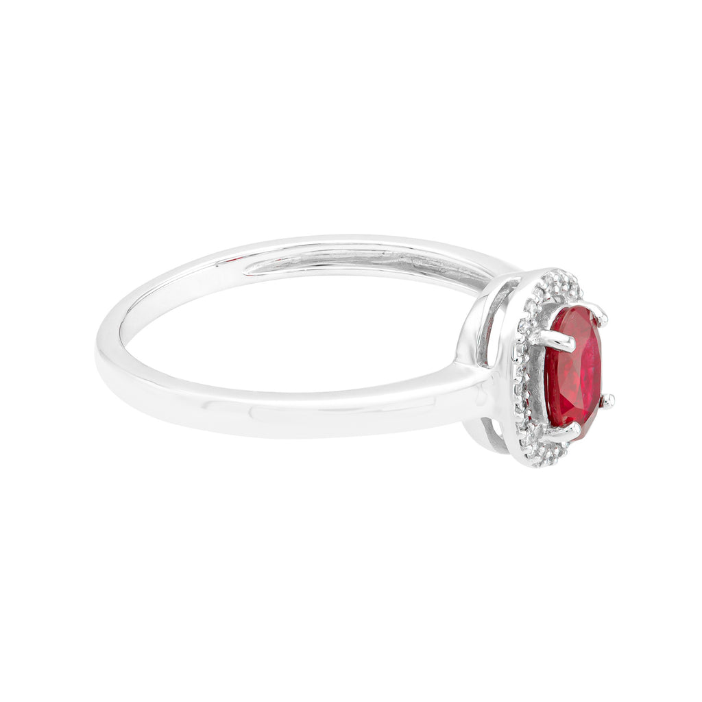 ANILLO DE COMPROMISO HALO CON RUBÍ Y DIAMANTES