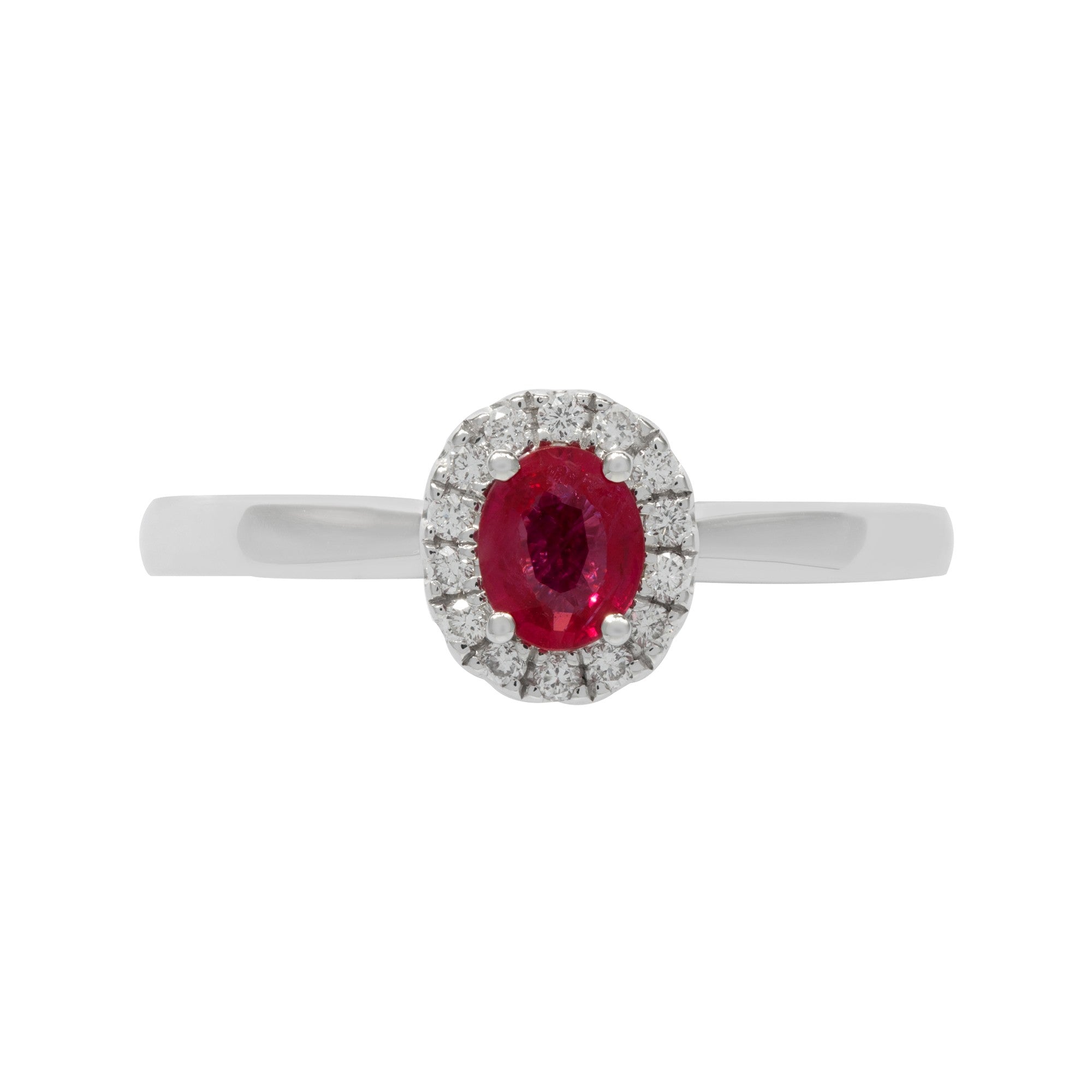 ANILLO DE COMPROMISO HALO CON RUBÍ Y DIAMANTES