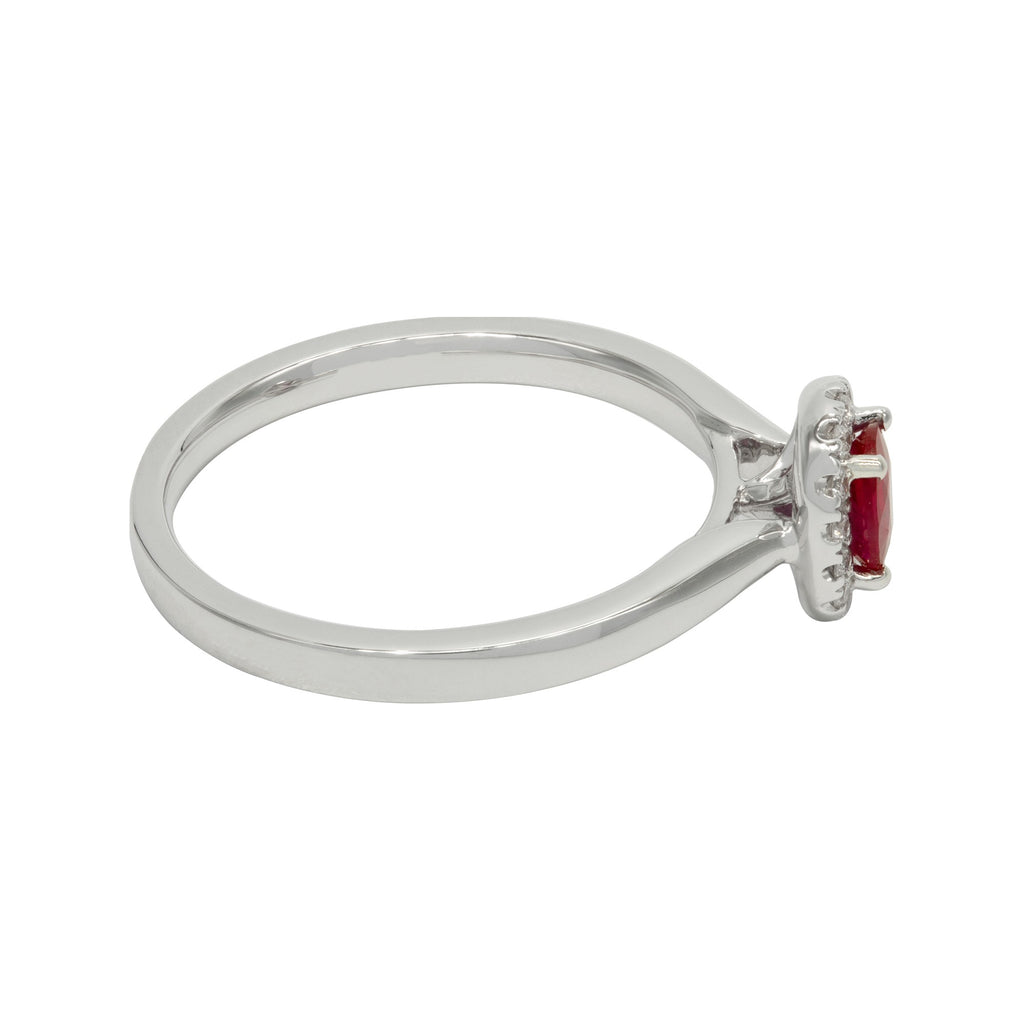 ANILLO DE COMPROMISO HALO CON RUBÍ Y DIAMANTES