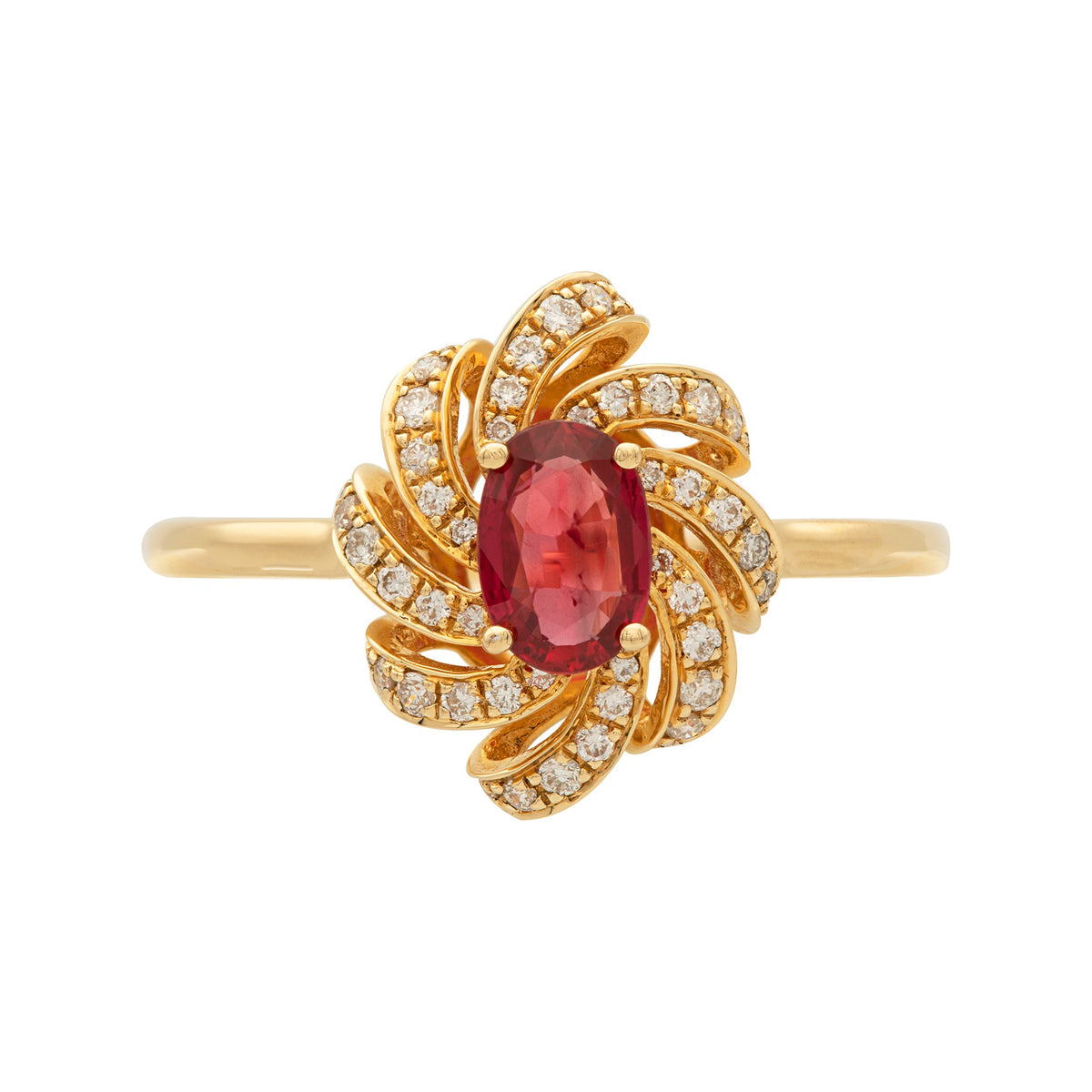ANILLO DE COMPROMISO CON RUBÍ Y DIAMANTES