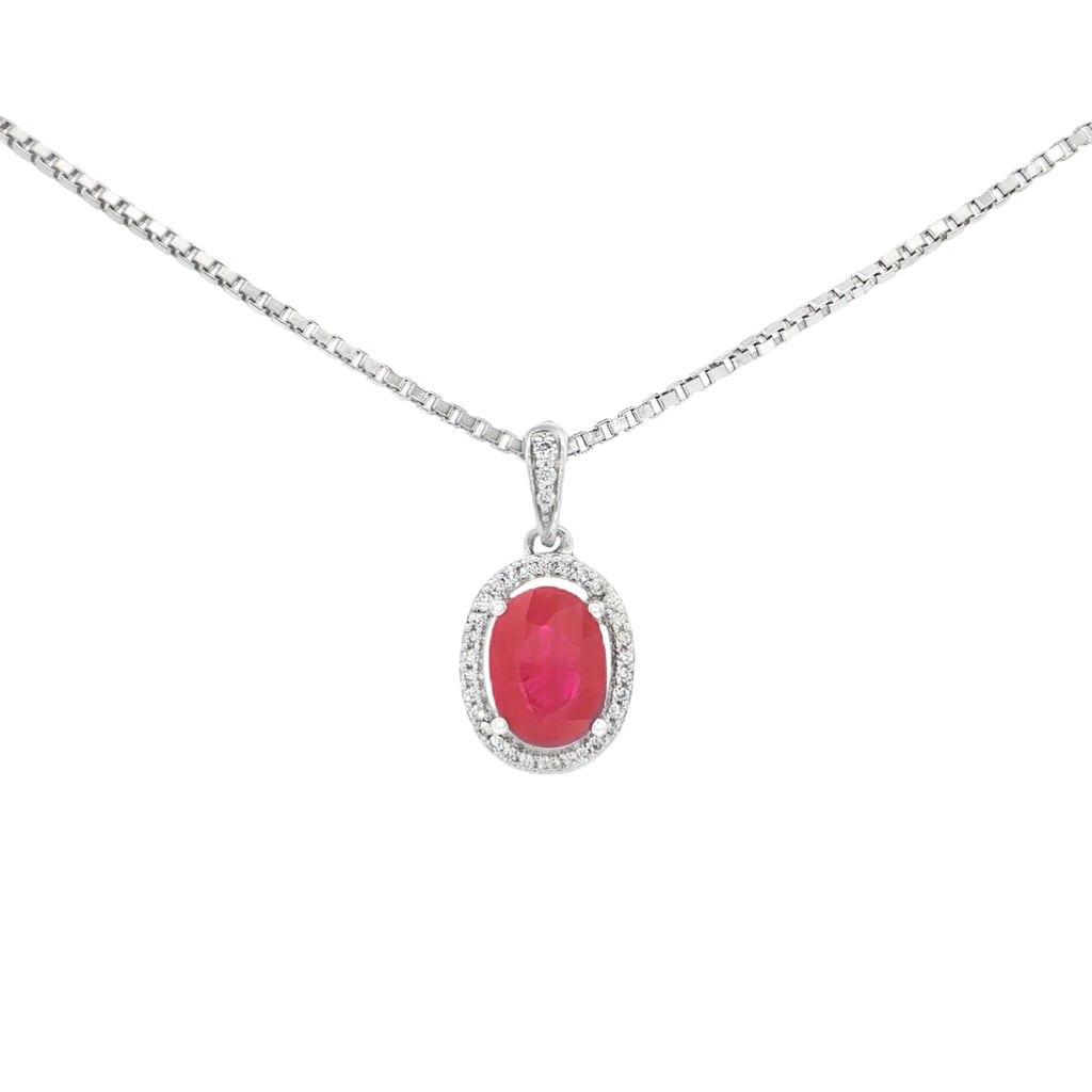 DIJE RUBÍ OVAL CON DIAMANTES