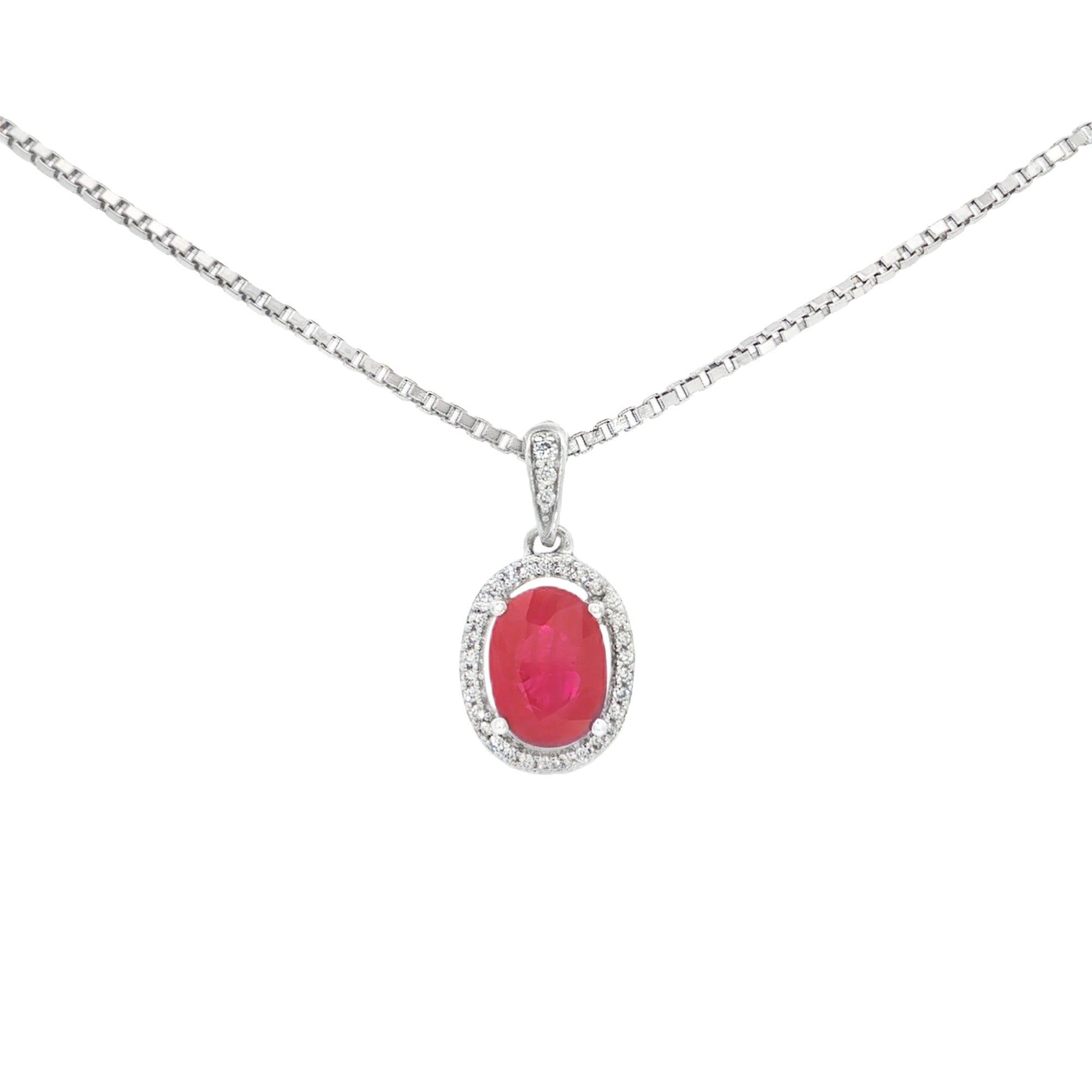 DIJE RUBÍ OVAL CON DIAMANTES