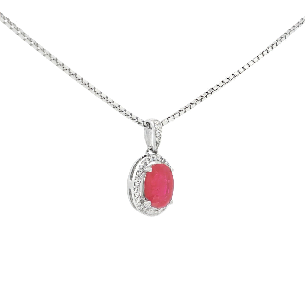 DIJE RUBÍ OVAL CON DIAMANTES