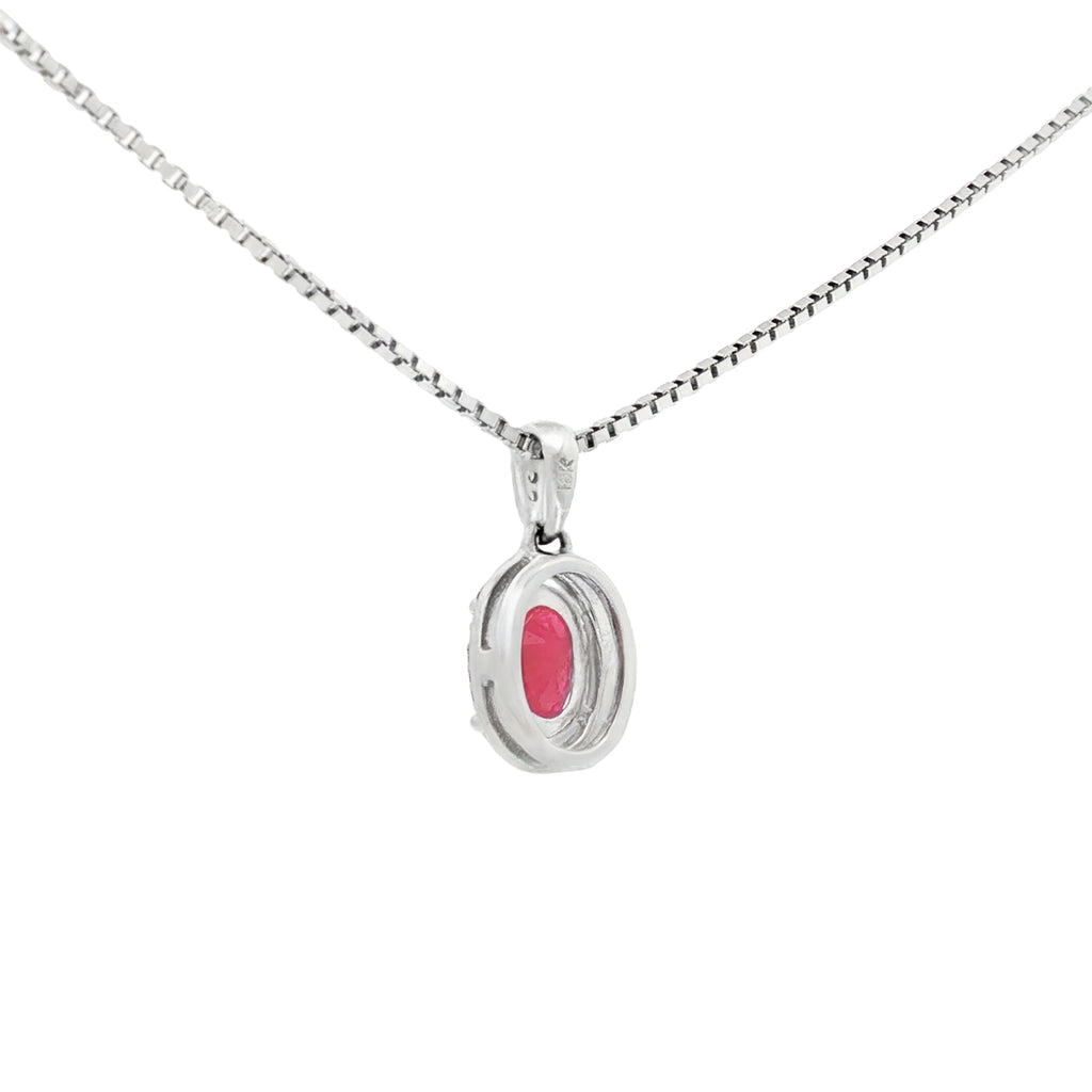 DIJE RUBÍ OVAL CON DIAMANTES