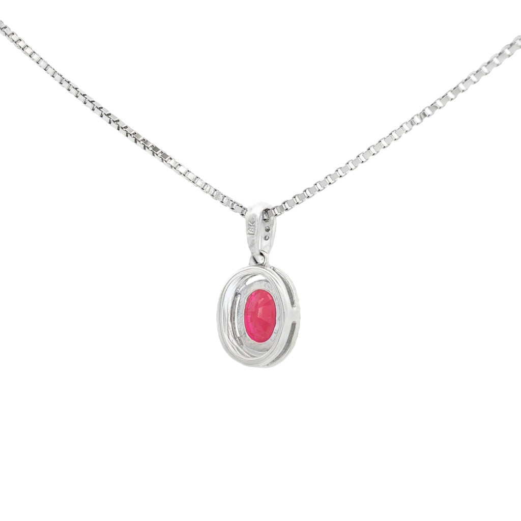 DIJE RUBÍ OVAL CON DIAMANTES