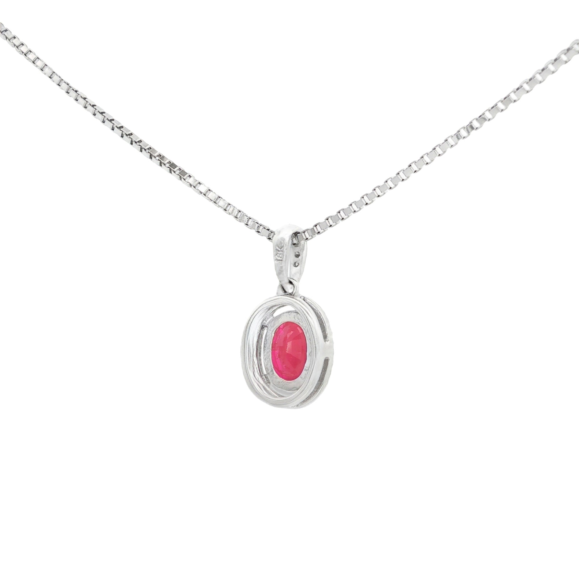 DIJE RUBÍ OVAL CON DIAMANTES