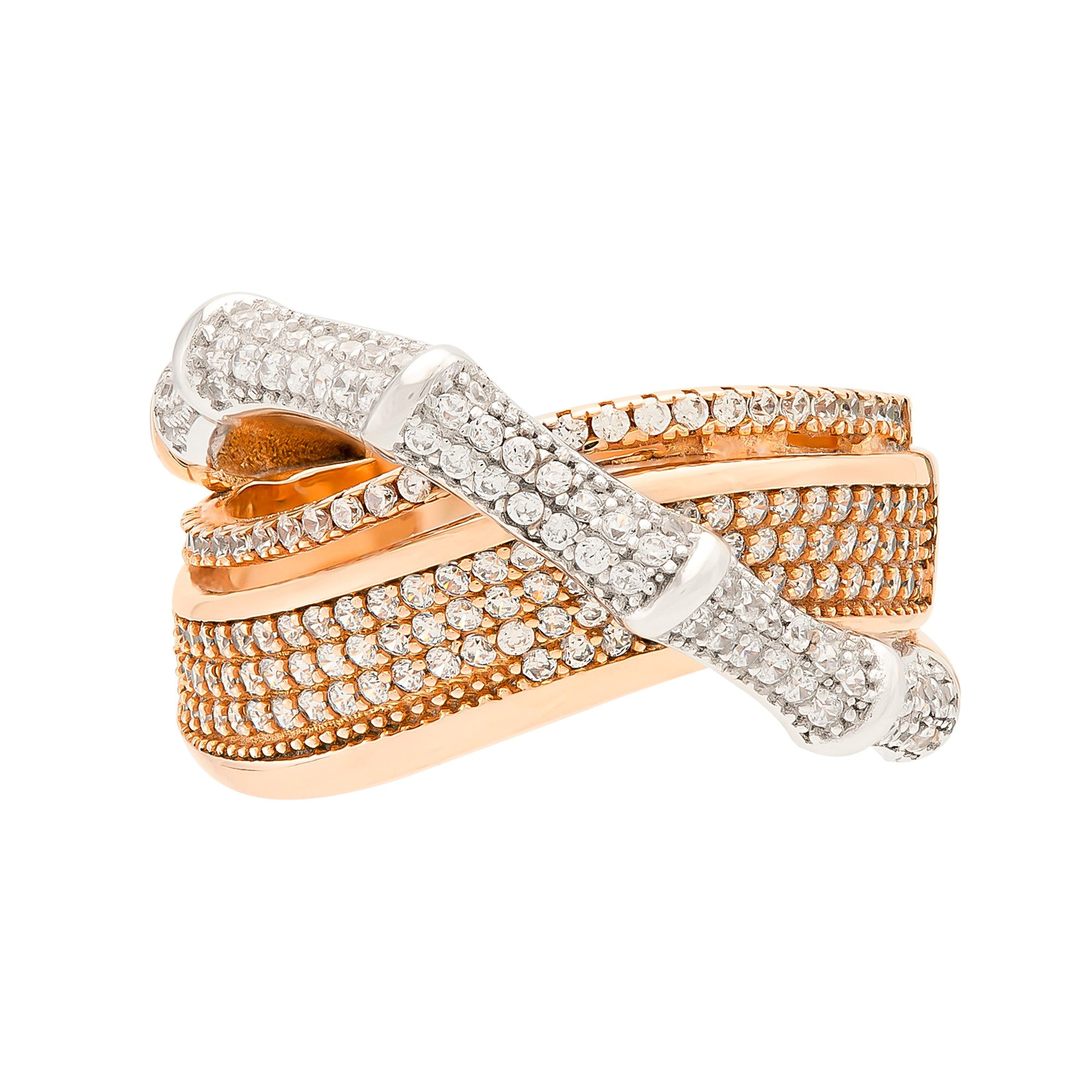 ANILLO EN CINTAS CRUZADAS CON ZIRCONES