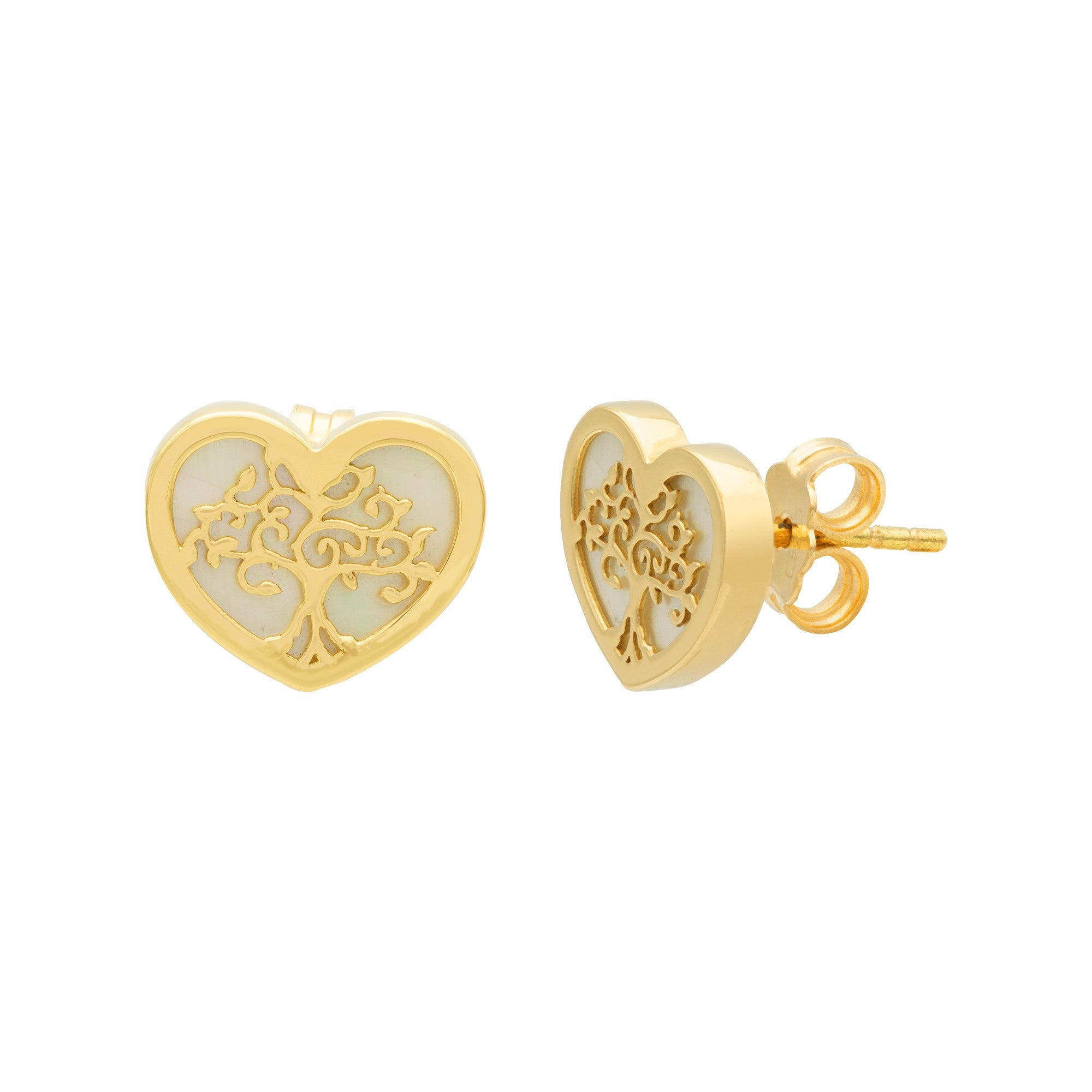 ARETES CORAZÓN NÁCAR