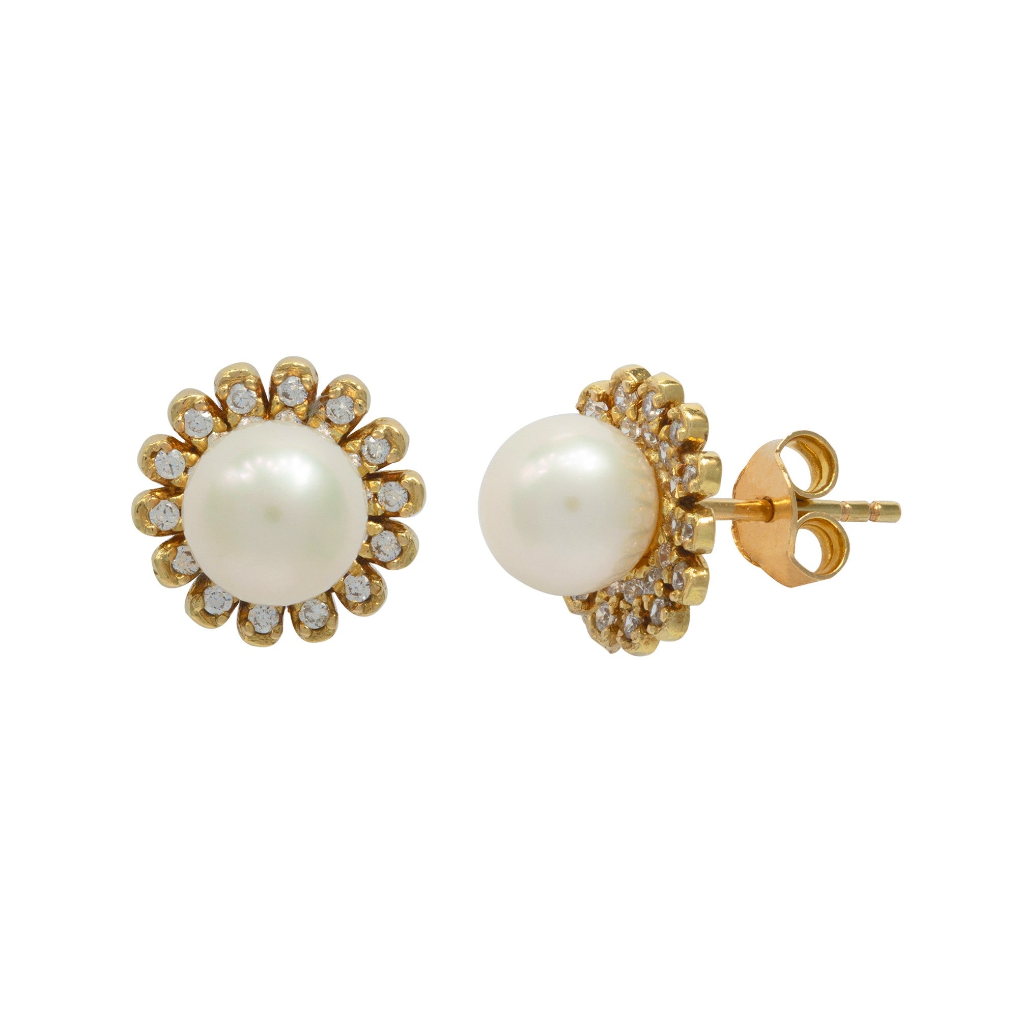 ARETES CON PERLA CON ORLA DE ZIRCONES