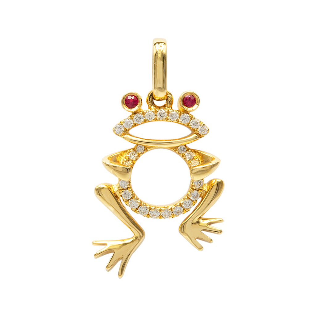 DIJE RANA CON RUBÍ Y DIAMANTES