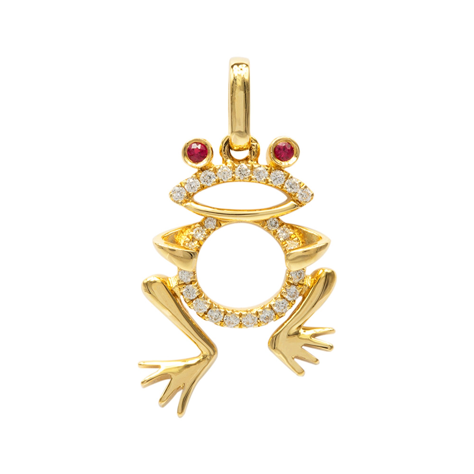 DIJE RANA CON RUBÍ Y DIAMANTES
