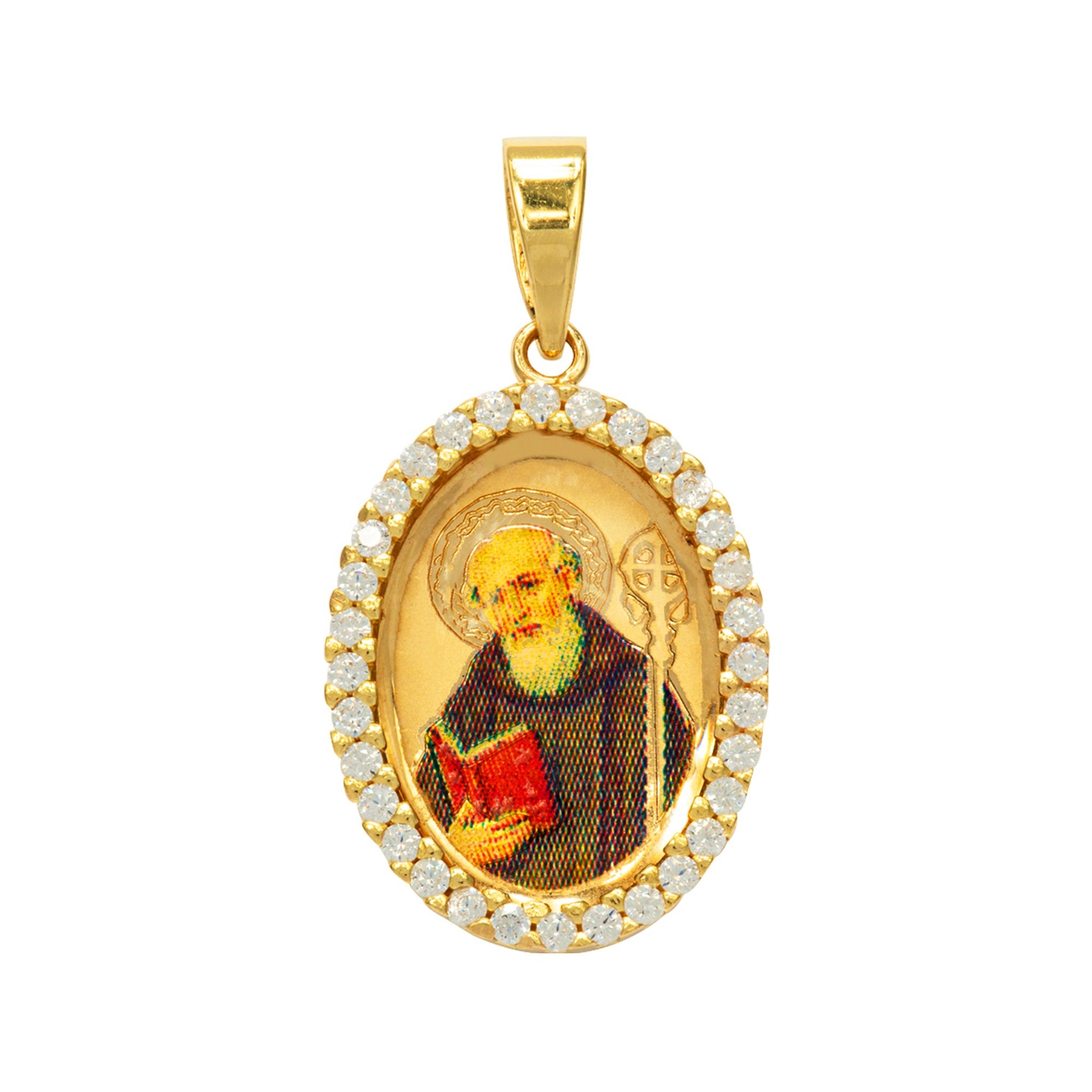 MEDALLA SAN BENITO CON ORLA DE ZIRCONES