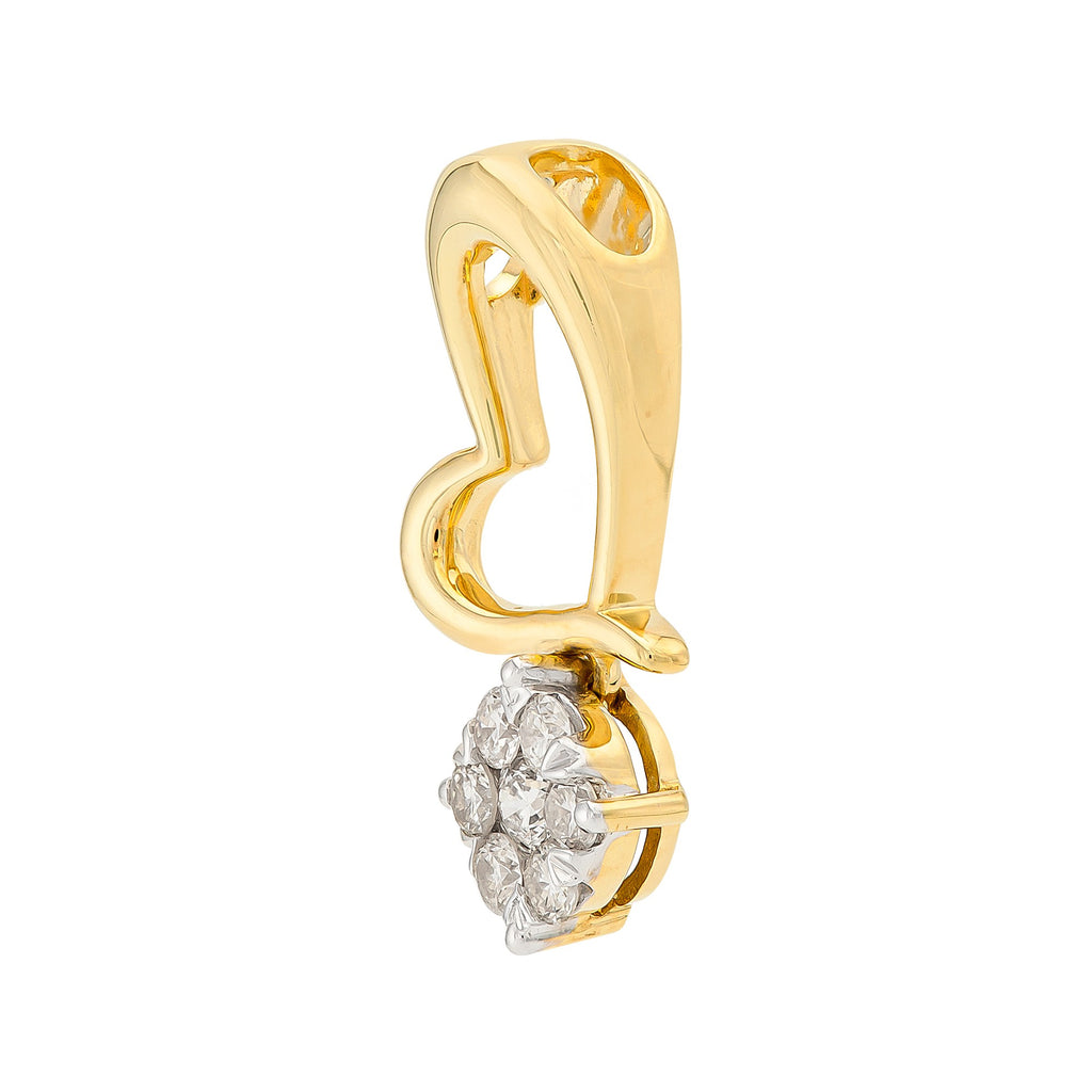 DIJE CORAZÓN Y FLOR COLGANTE CON DIAMANTES