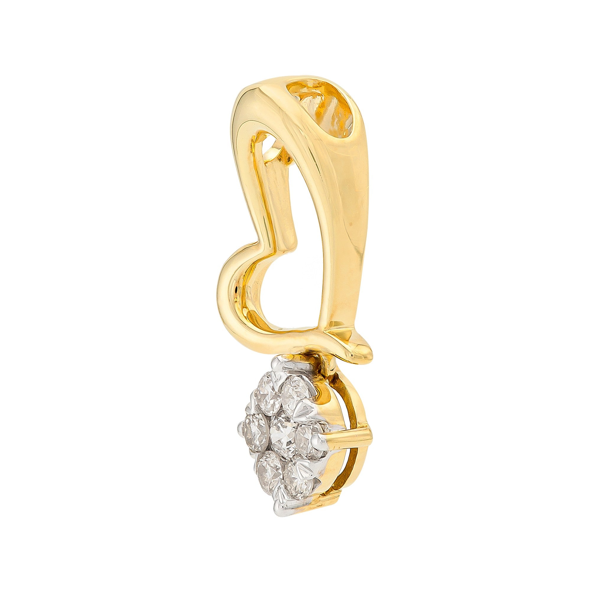 DIJE CORAZÓN Y FLOR COLGANTE CON DIAMANTES