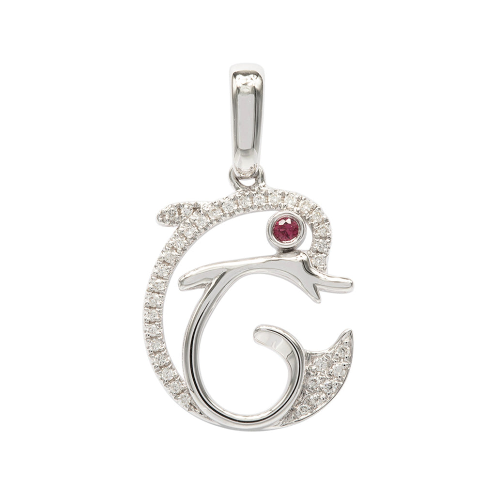 DIJE DELFÍN CON RUBÍ Y DIAMANTES