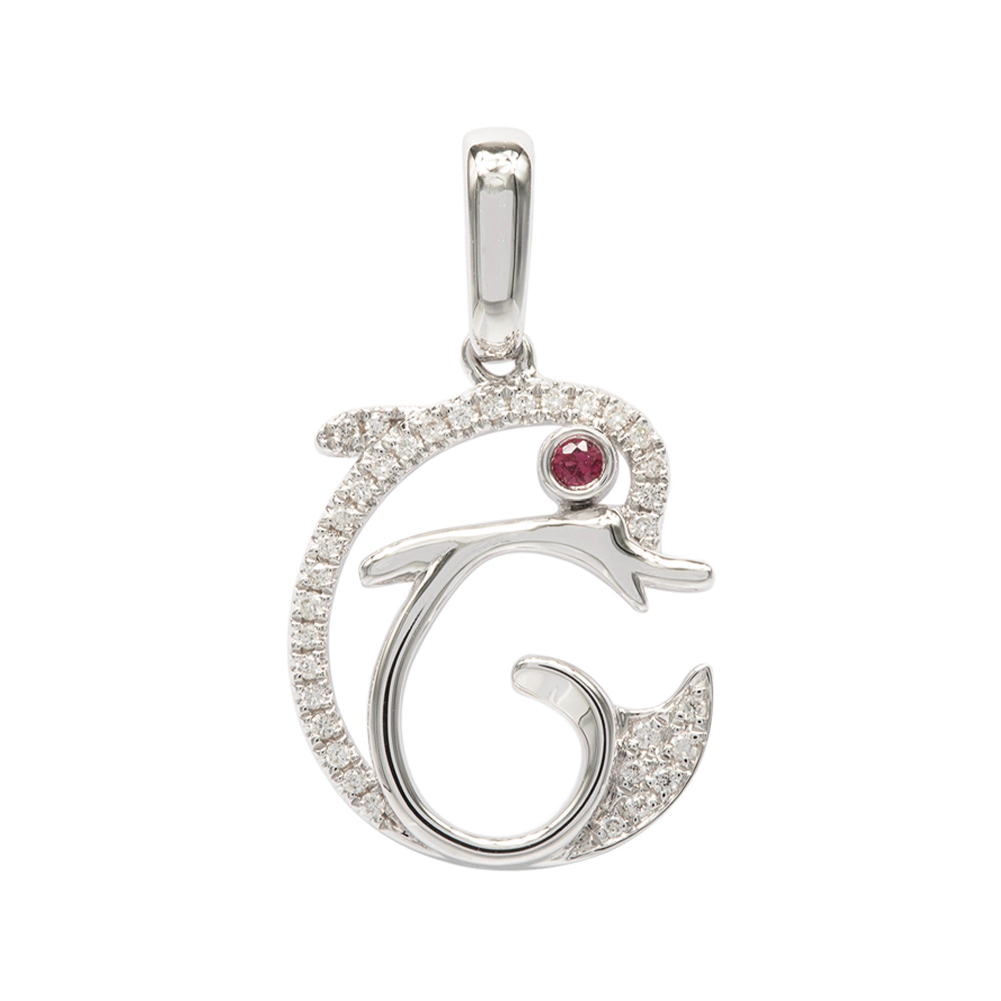 DIJE DELFÍN CON RUBÍ Y DIAMANTES