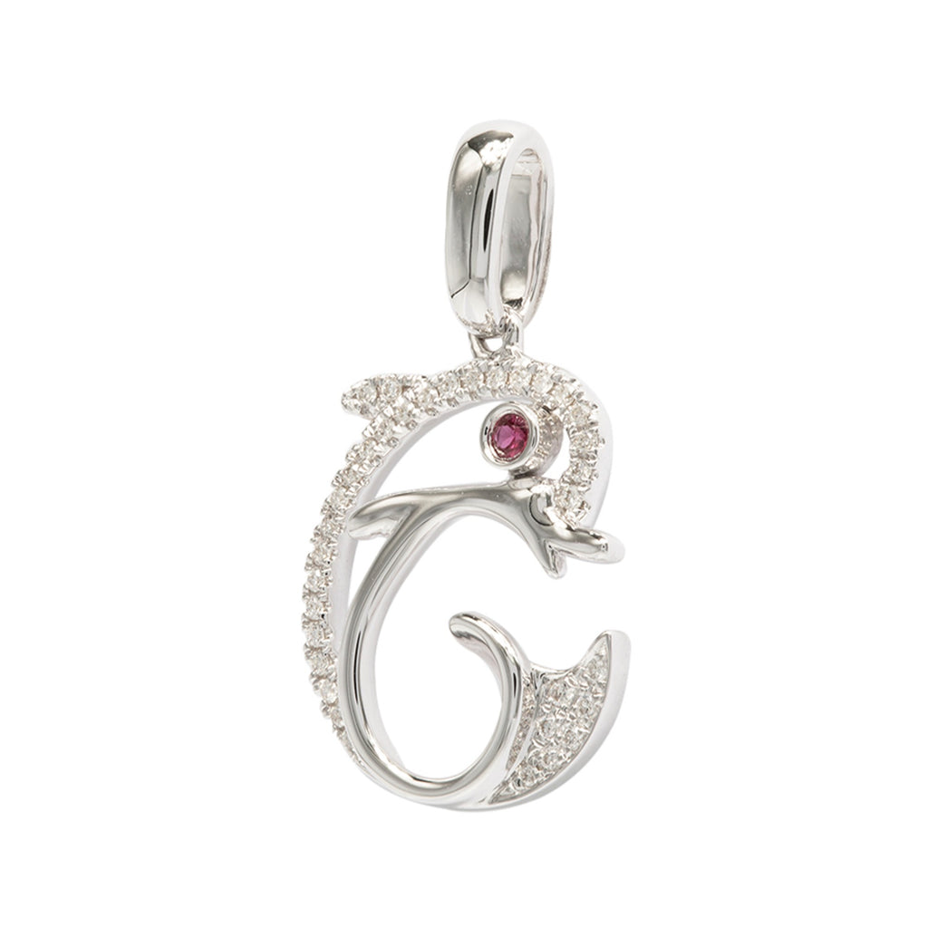 DIJE DELFÍN CON RUBÍ Y DIAMANTES