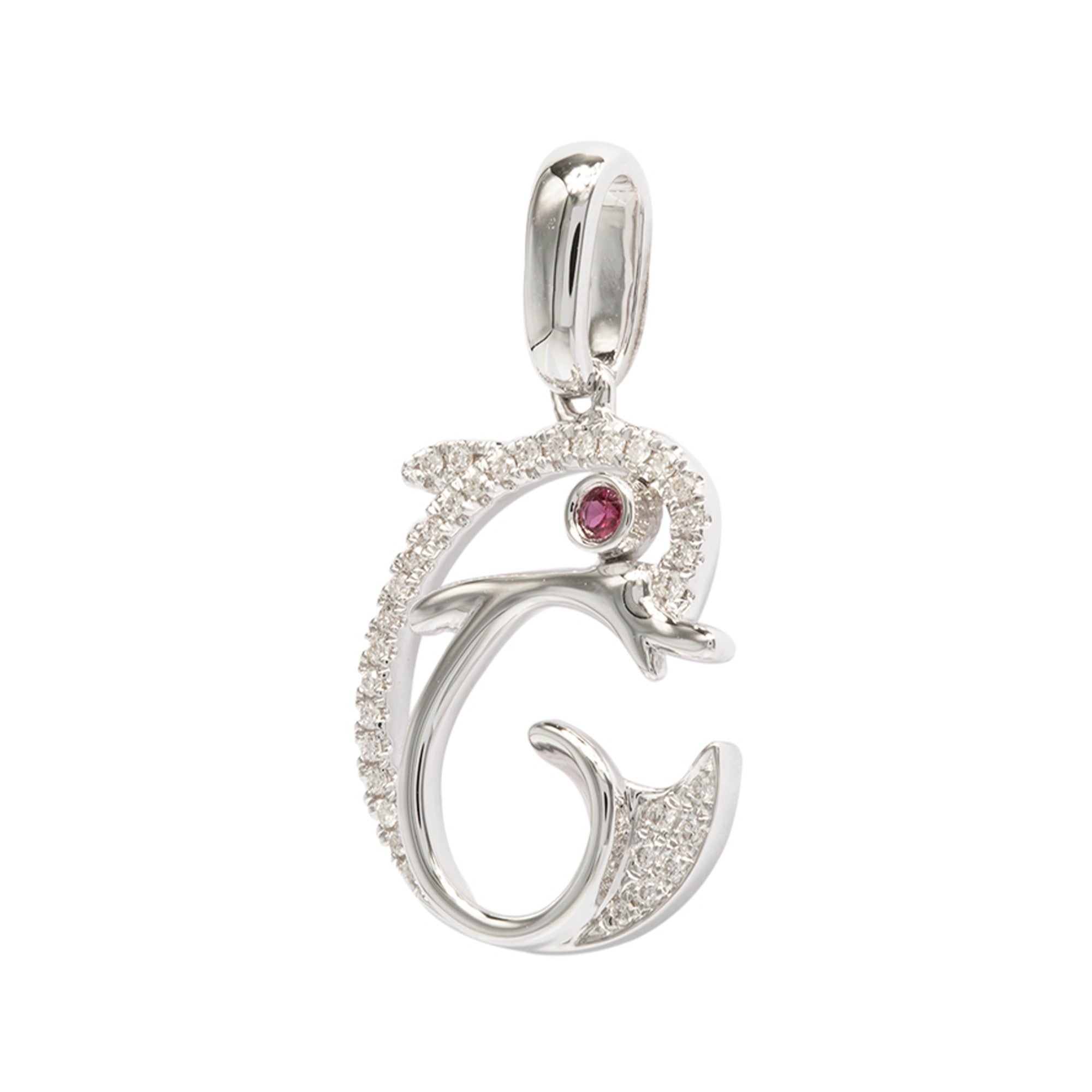 DIJE DELFÍN CON RUBÍ Y DIAMANTES