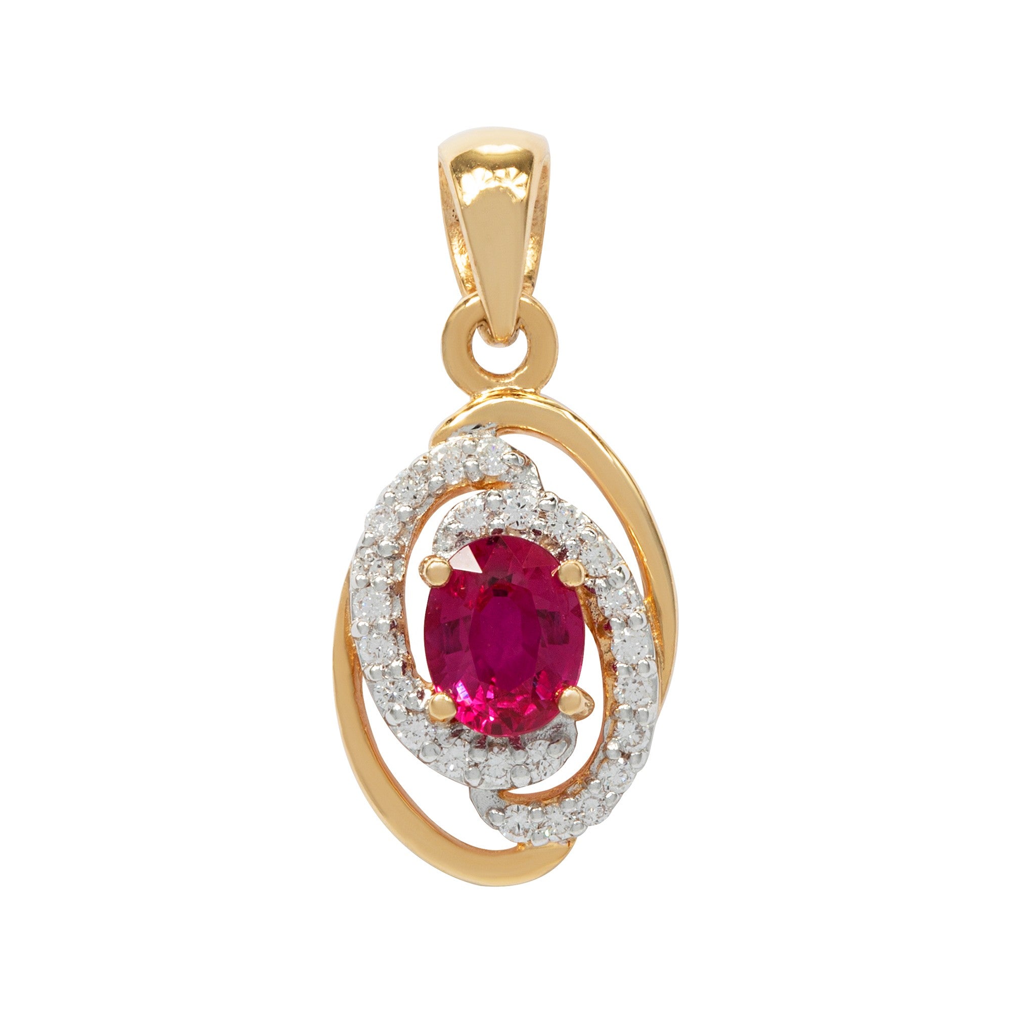 DIJE RUBÍ CON ESPIRAL DE DIAMANTES