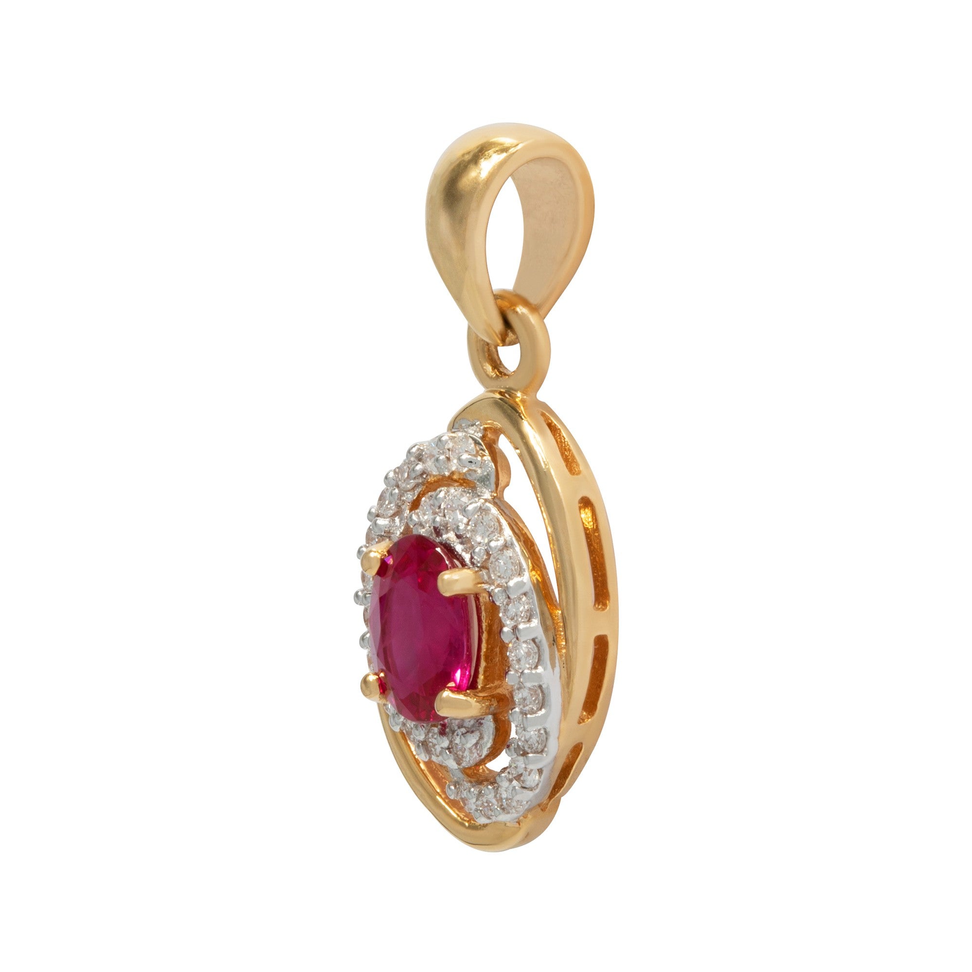 DIJE RUBÍ CON ESPIRAL DE DIAMANTES