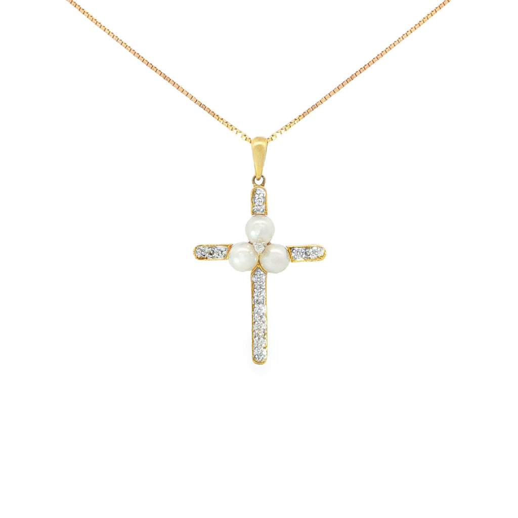 CRUZ PERLA Y DIAMANTES
