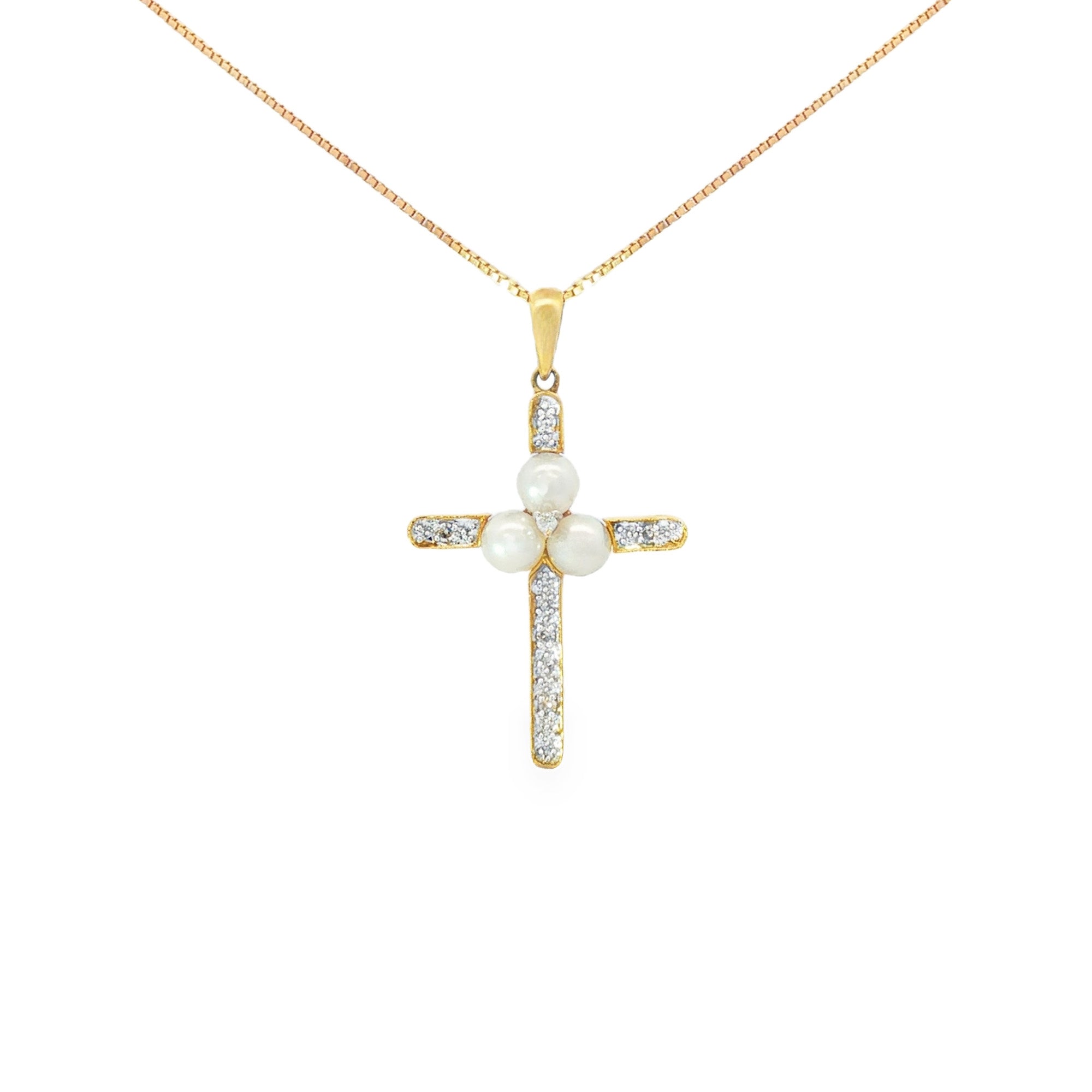 CRUZ PERLA Y DIAMANTES