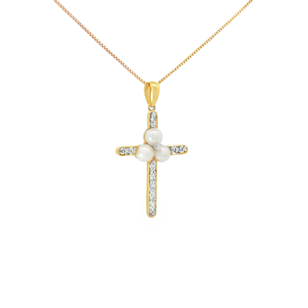 CRUZ PERLA Y DIAMANTES